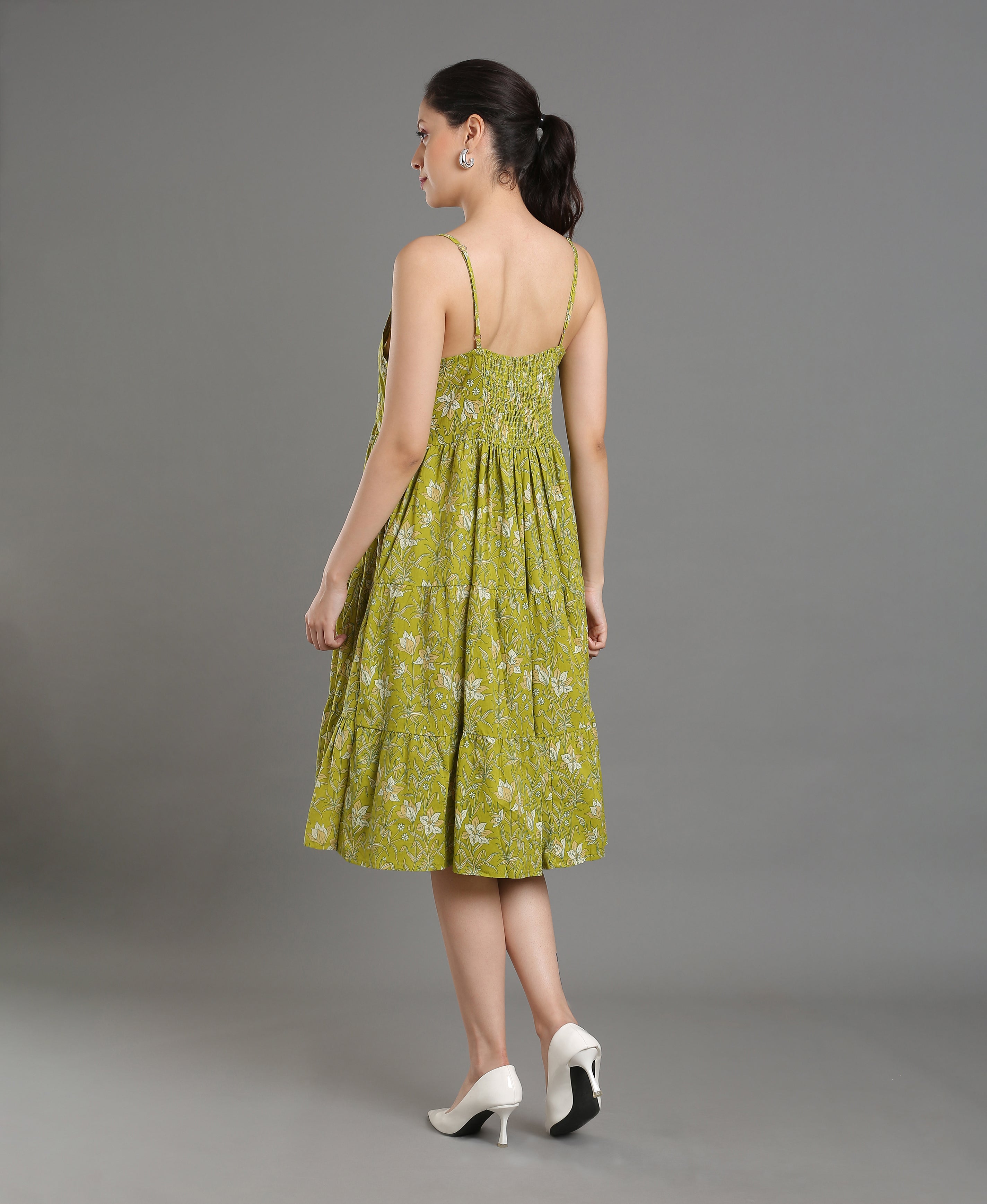 Emerald Cotton Spaghetti Dress For Women