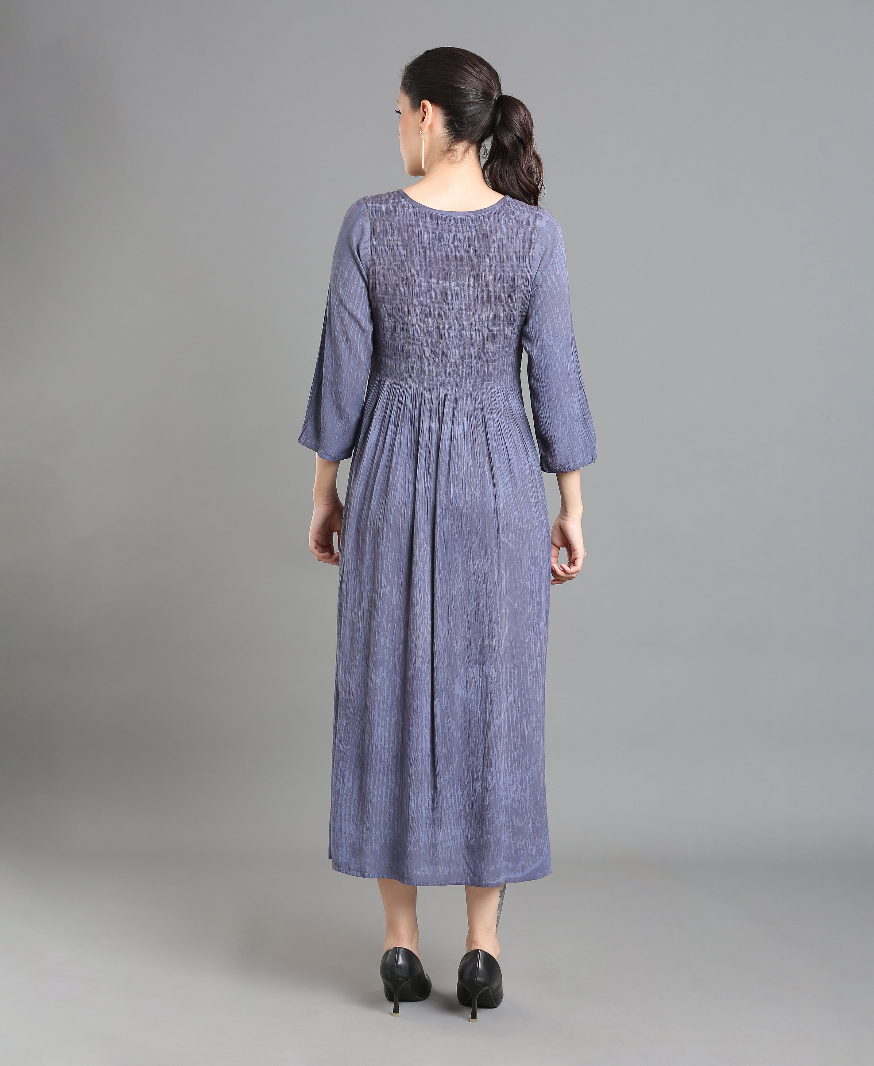 Ash Bloom Rayon Flared Dress For Women