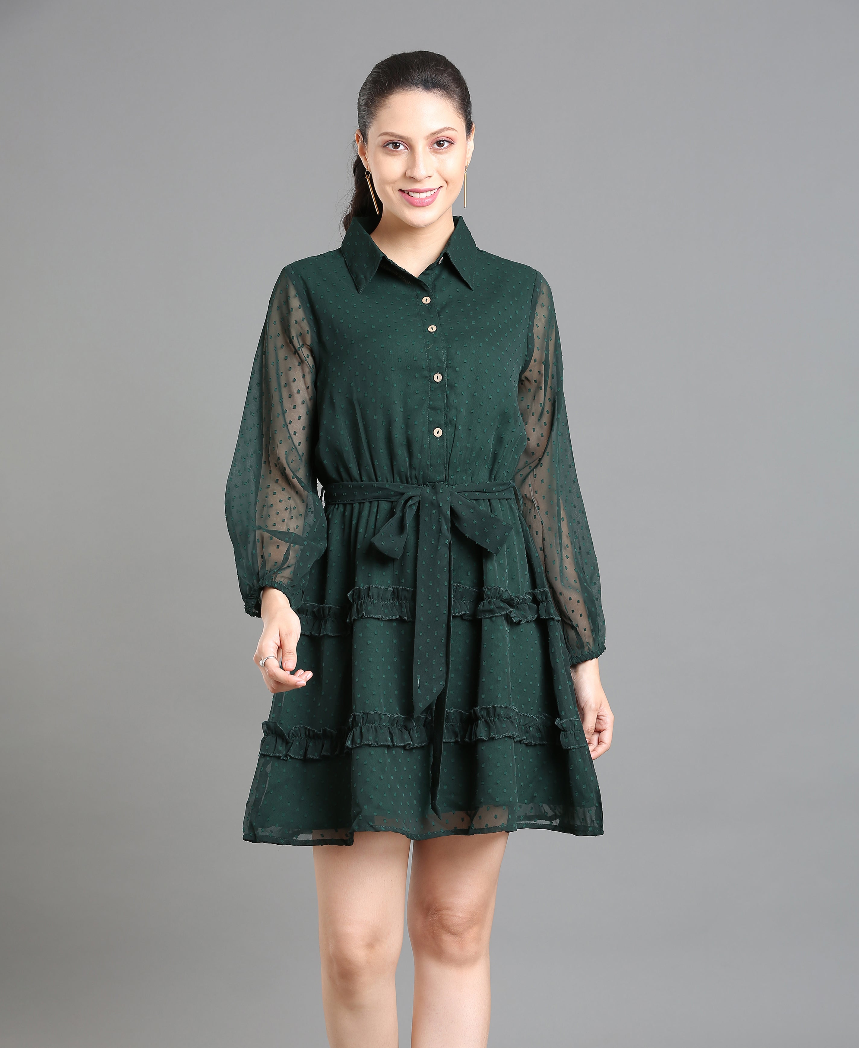 Emerald Layers Short Dress For Women
