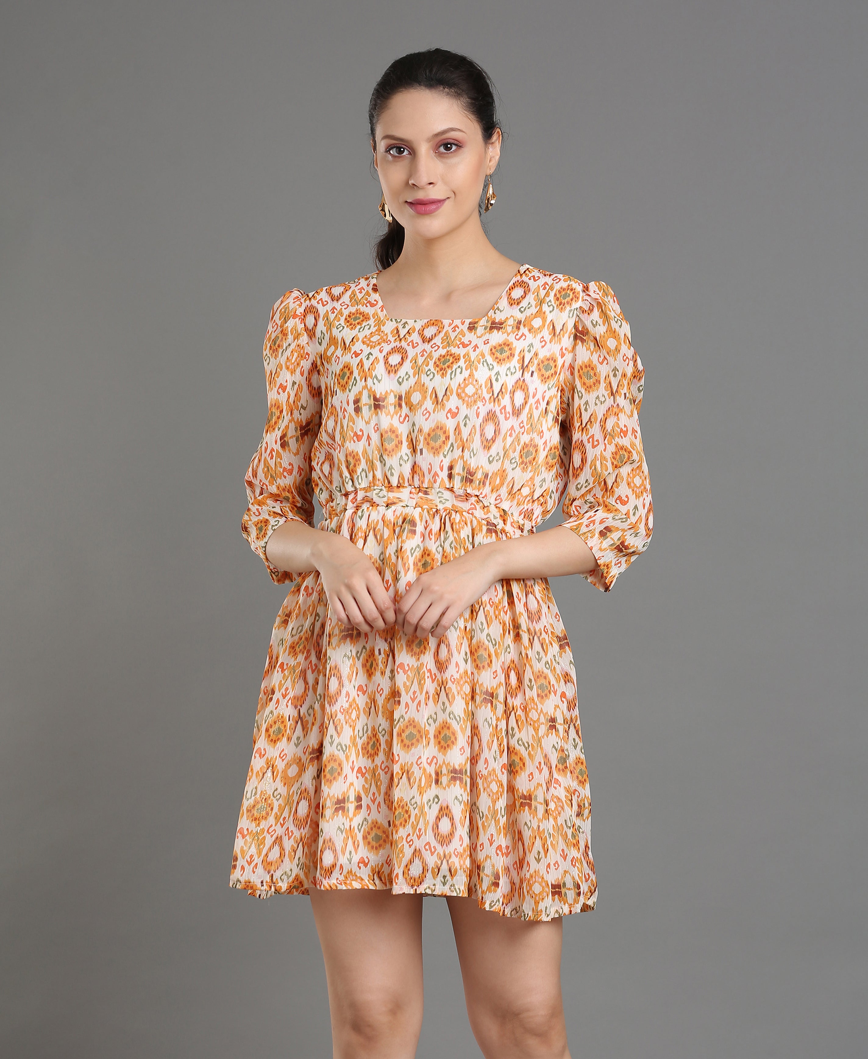 Golden Glow Chiffon Dress For Women