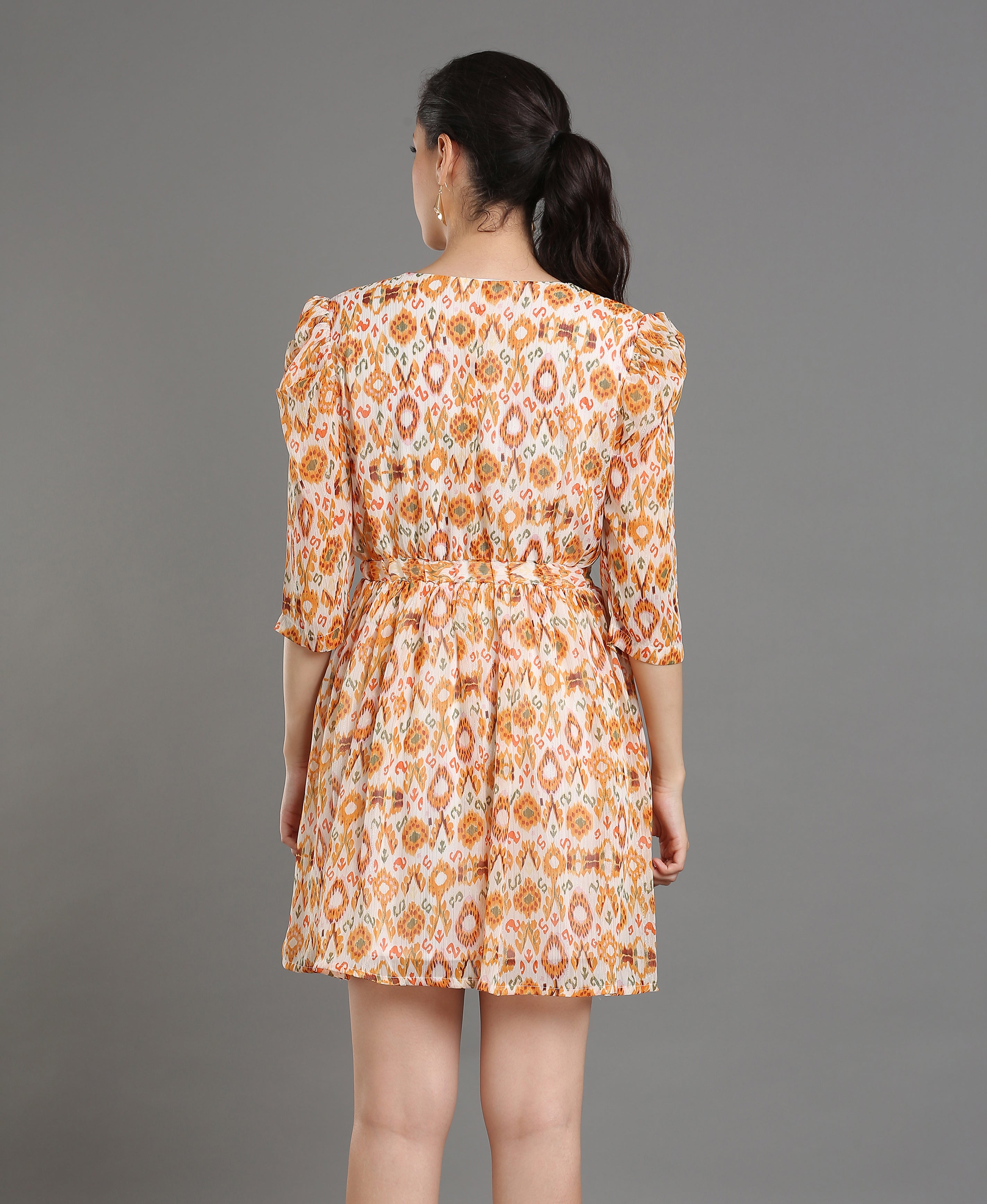 Golden Glow Chiffon Dress For Women