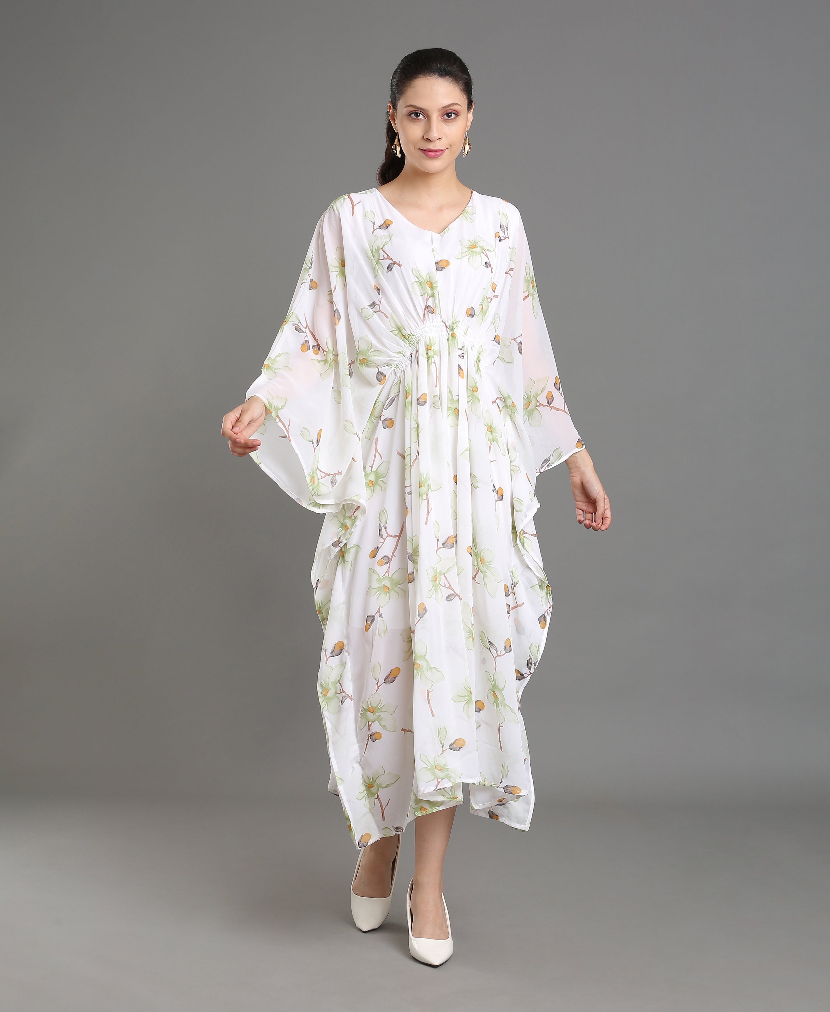 Rose Bloom Kaftan Dress For Women
