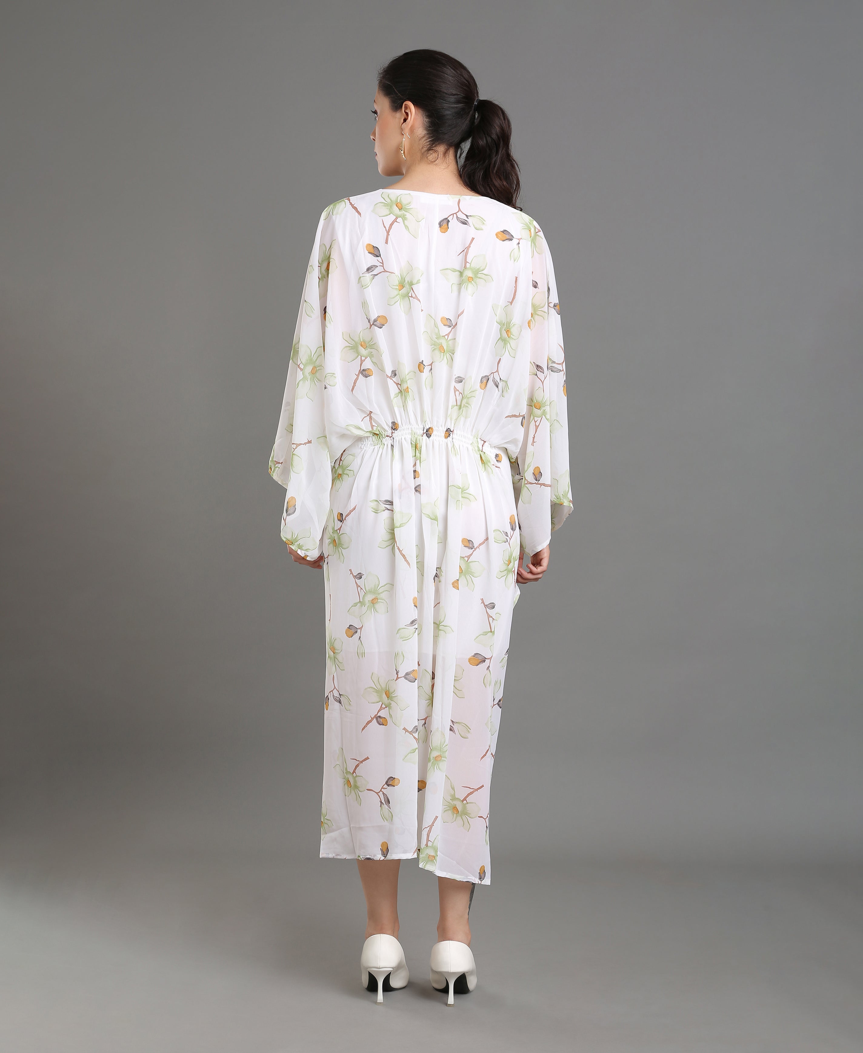 Rose Bloom Kaftan Dress For Women