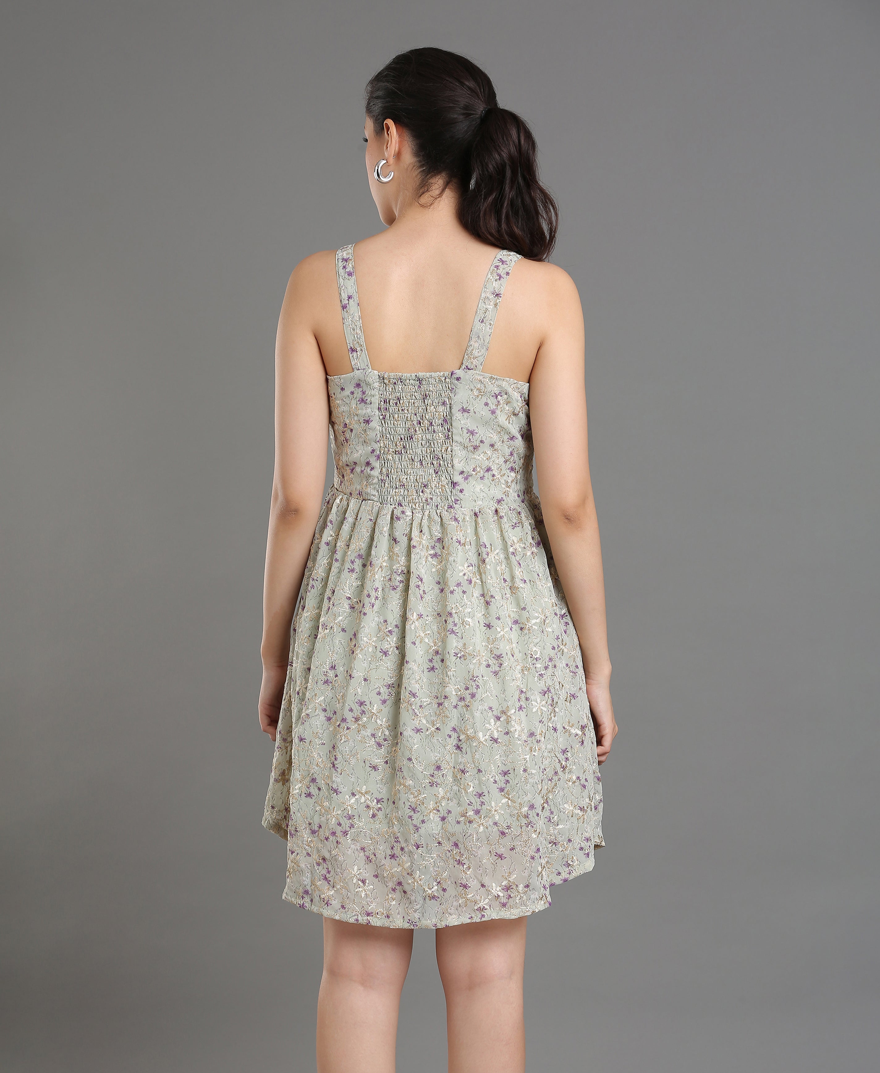 Ivory Bloom Embroidered Dress For Women