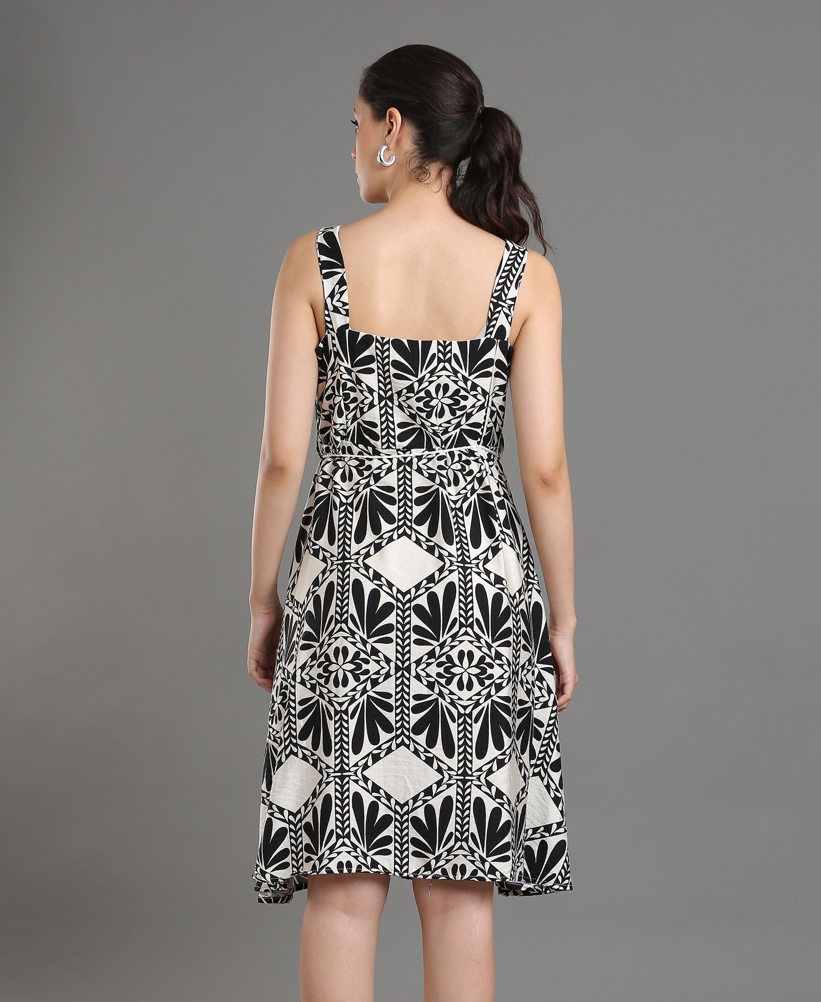 Midnight Bloom Cotton-Poly Dress For Women