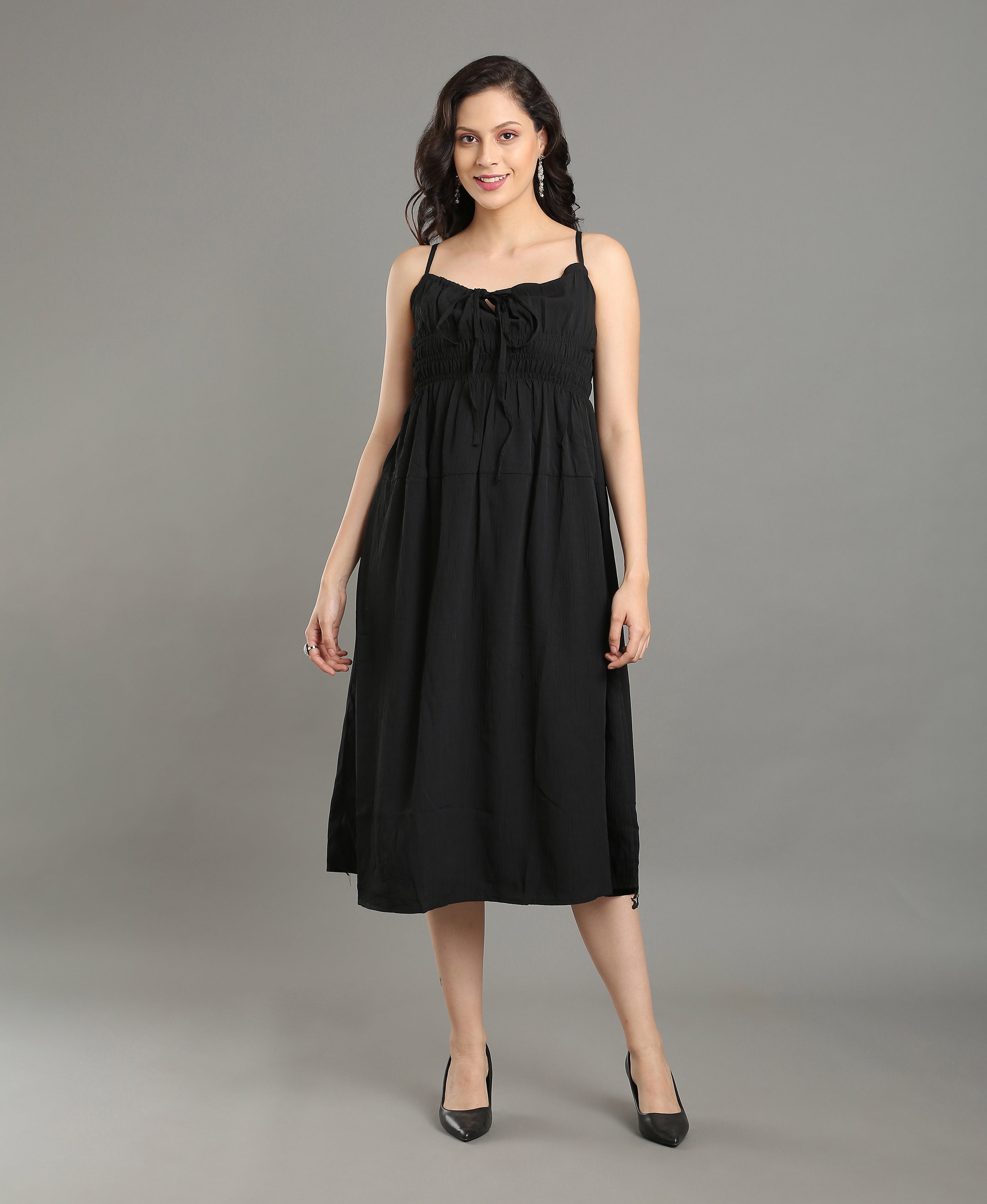 Noir Cotton Day Dress For Women