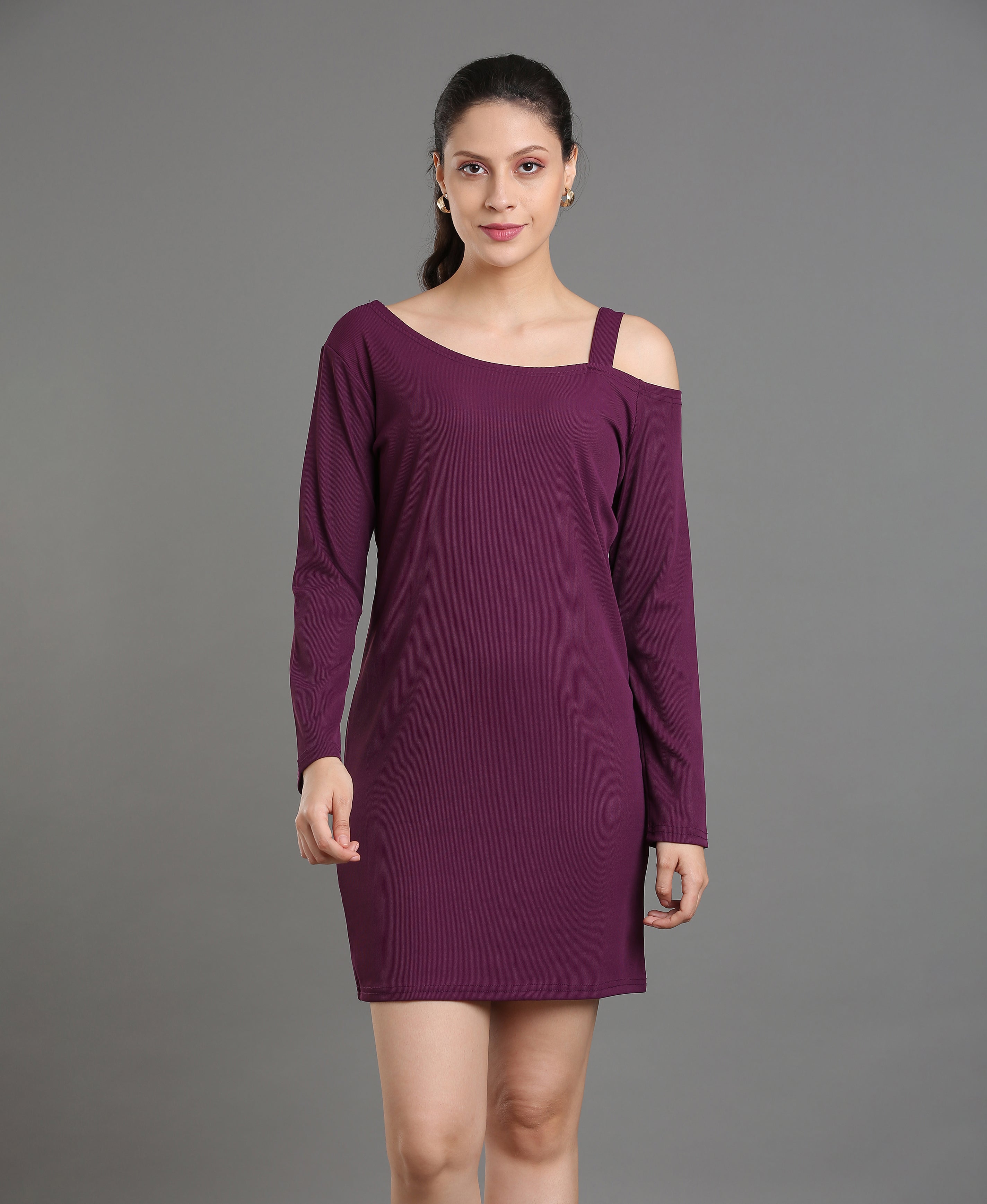Wine Rib Round Dress For Women
