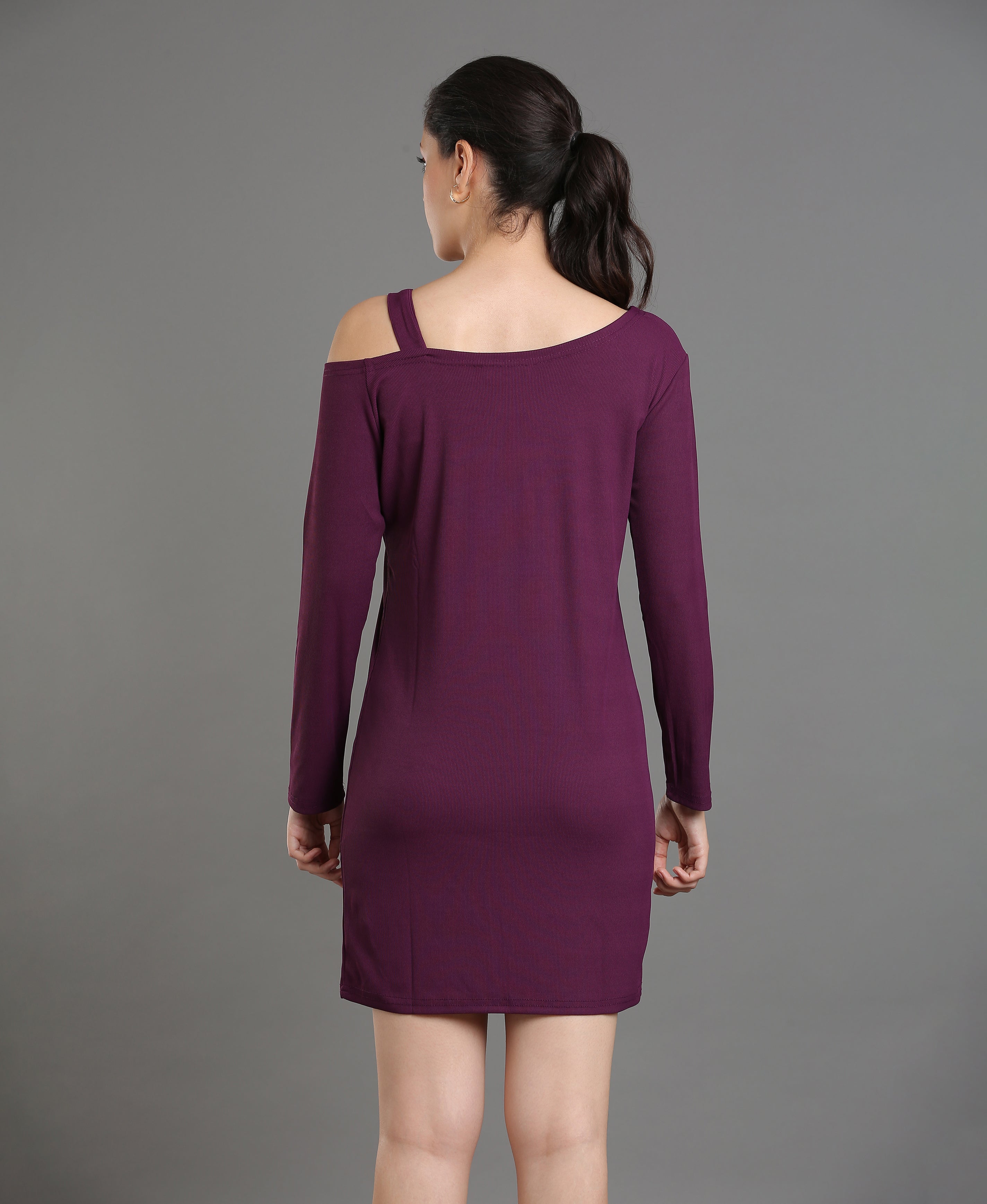 Wine Rib Round Dress For Women