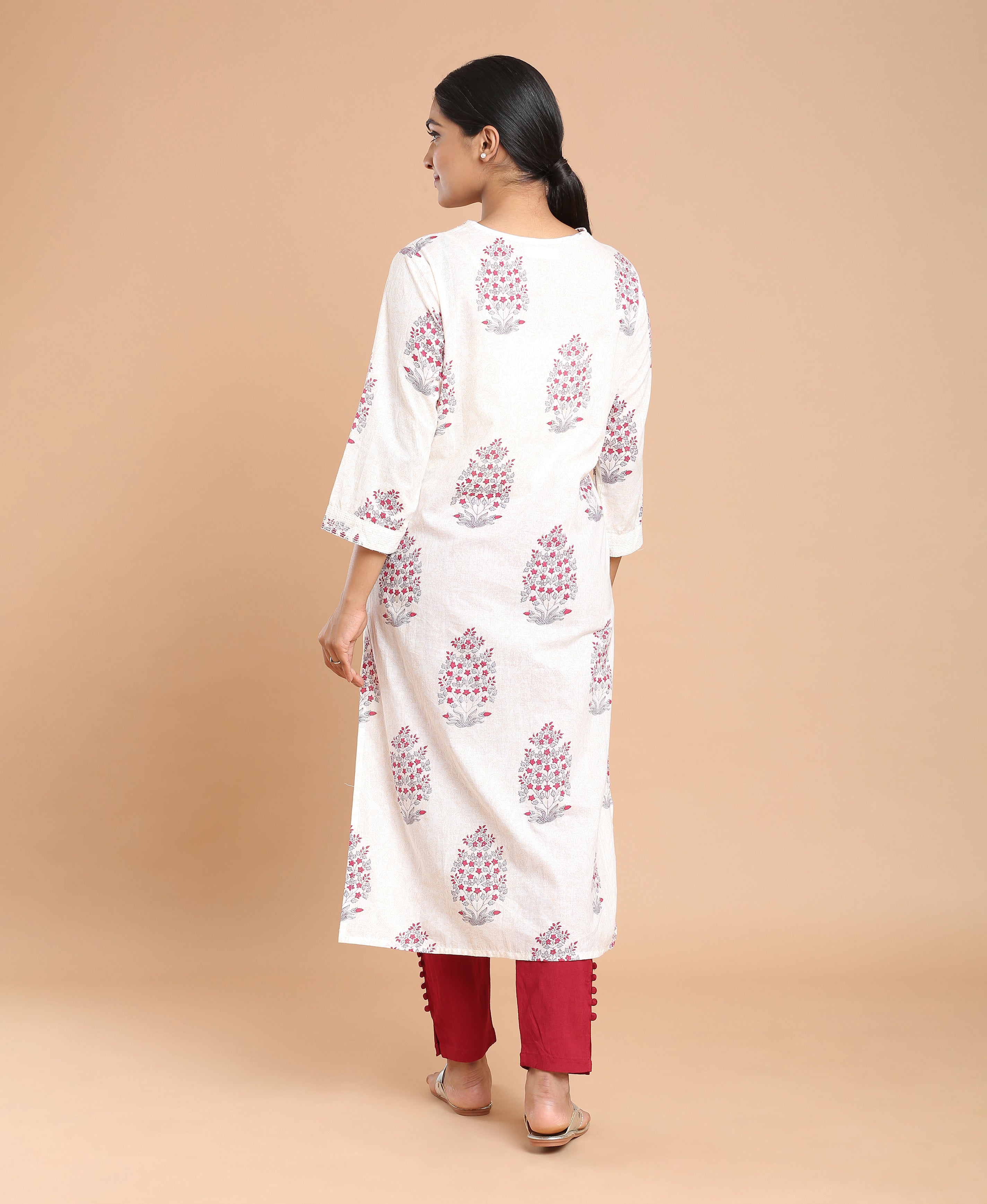 Ivory Straight Cotton Kurti For Women