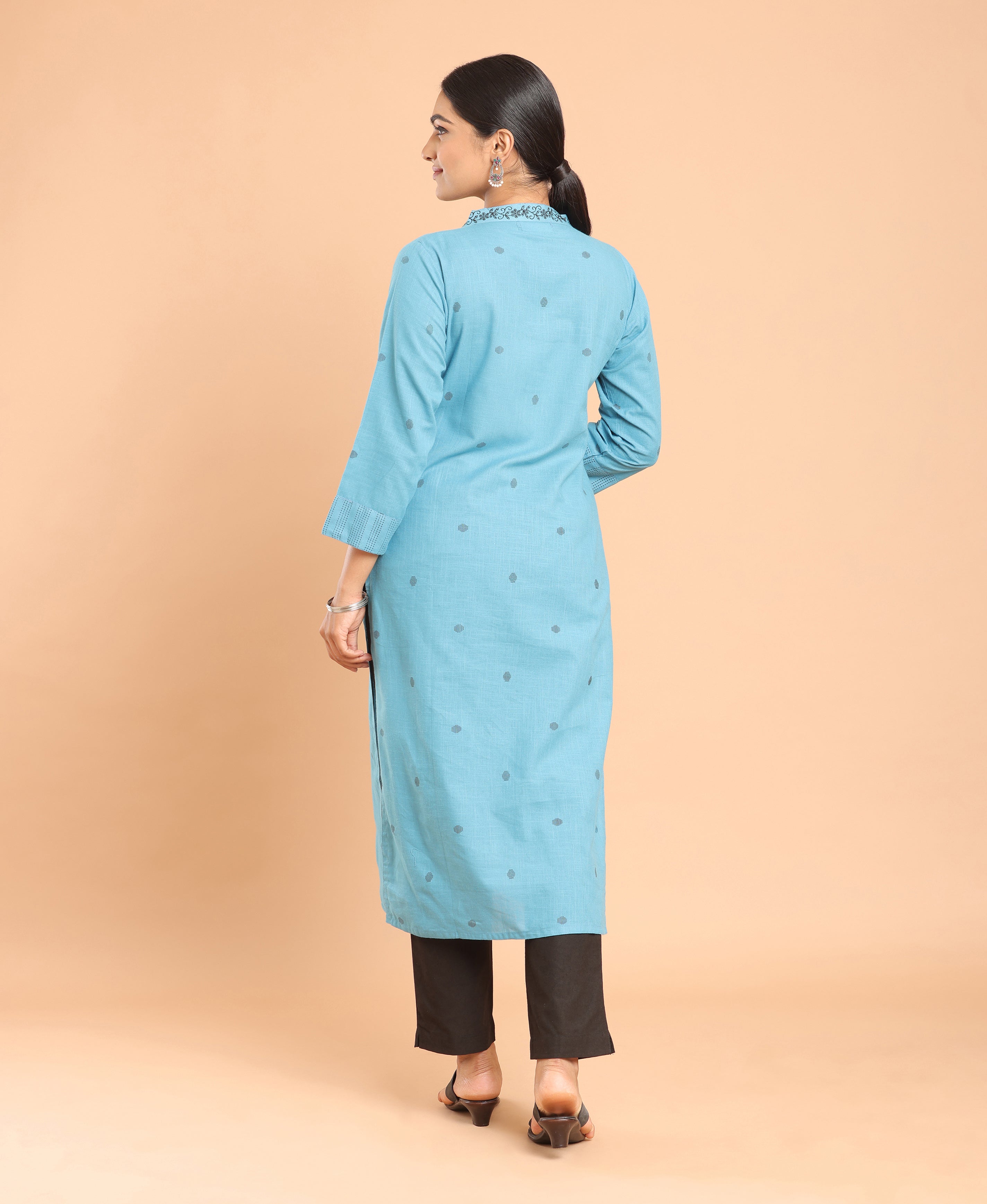 Azure Slub Cotton Kurti For Women