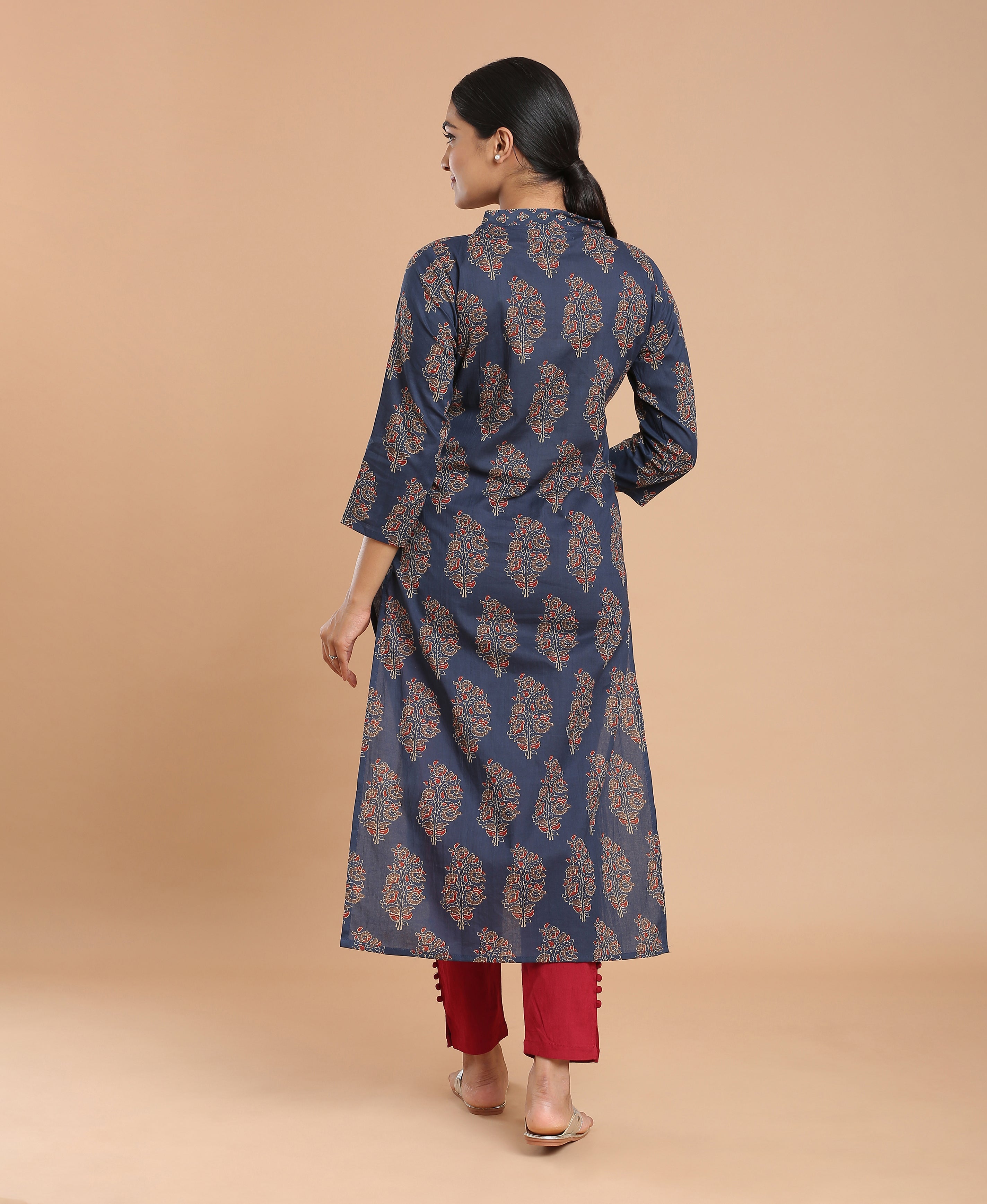 Azure Bloom Cotton Kurti For Women