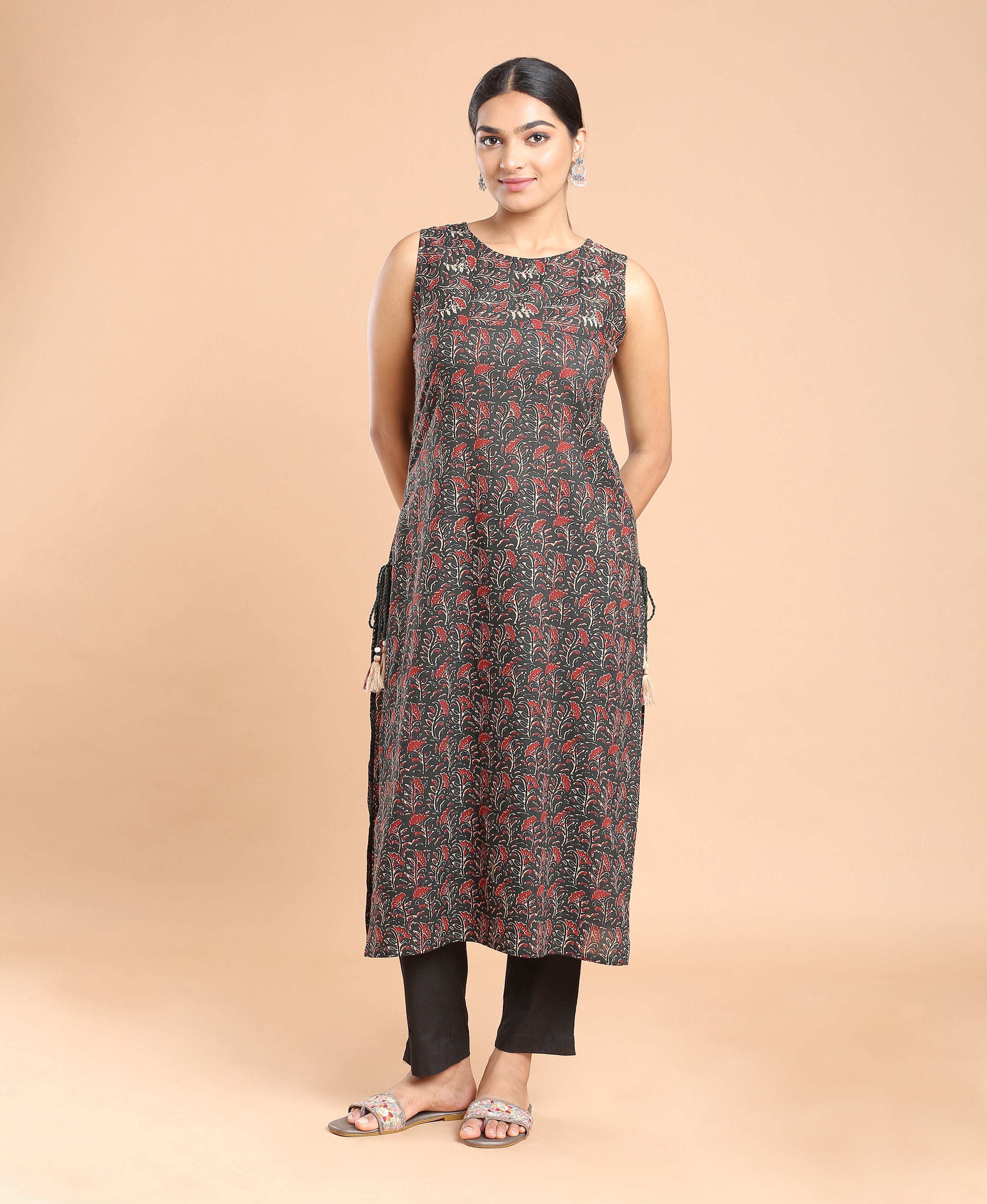 Midnight Bloom Cotton Kurti For Women