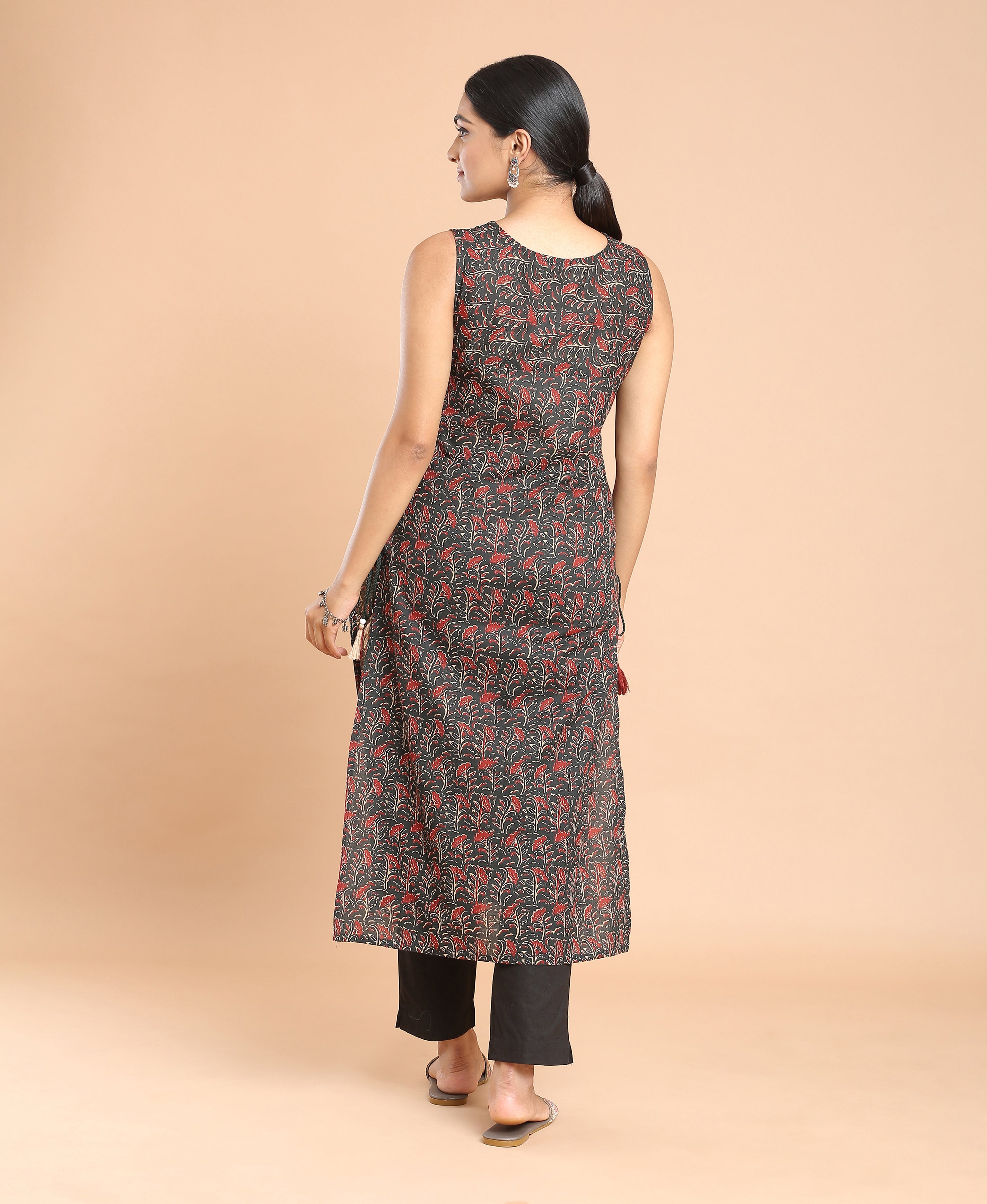 Midnight Bloom Cotton Kurti For Women