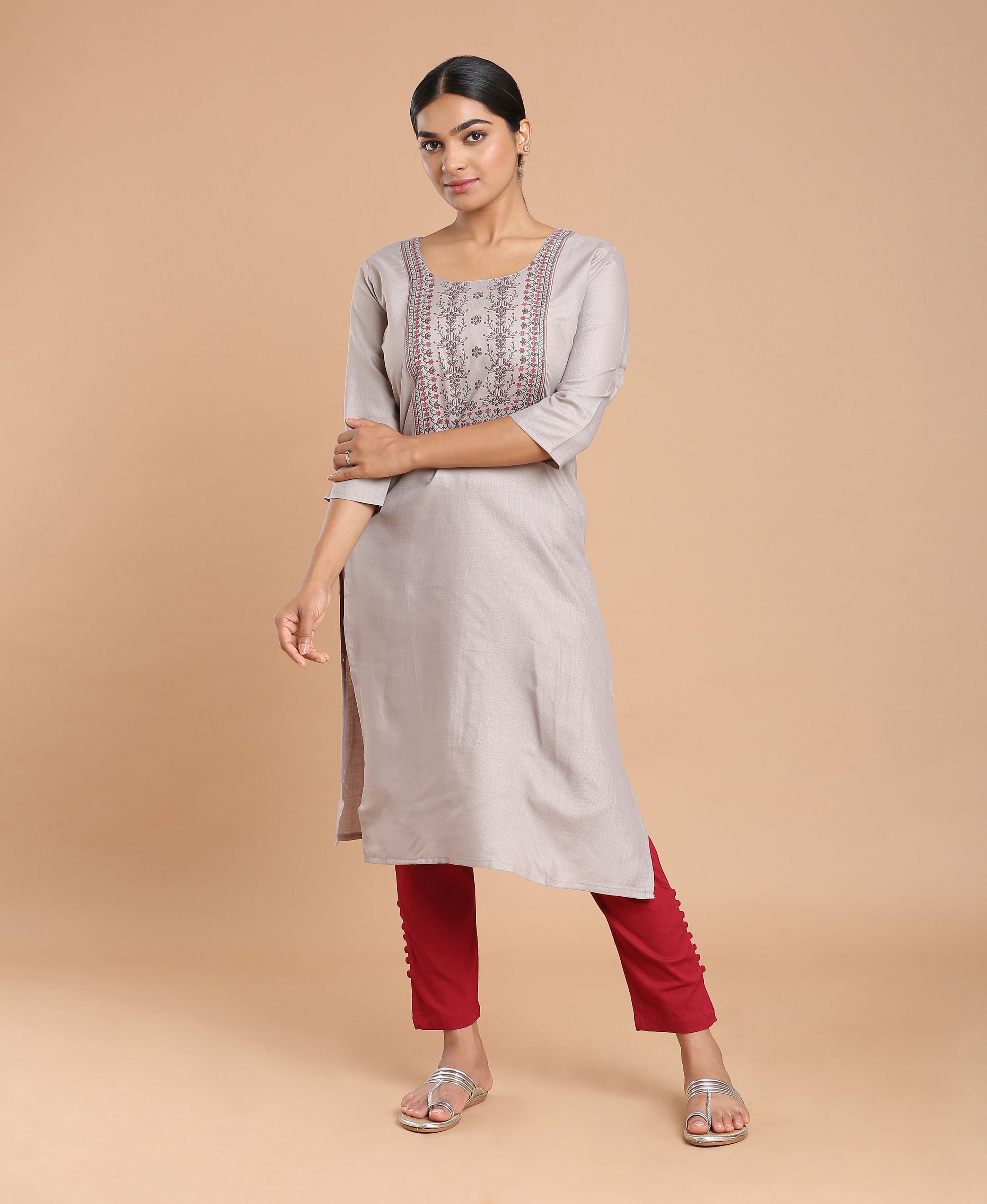 Steel Glow Poly Cotton Kurti For Women