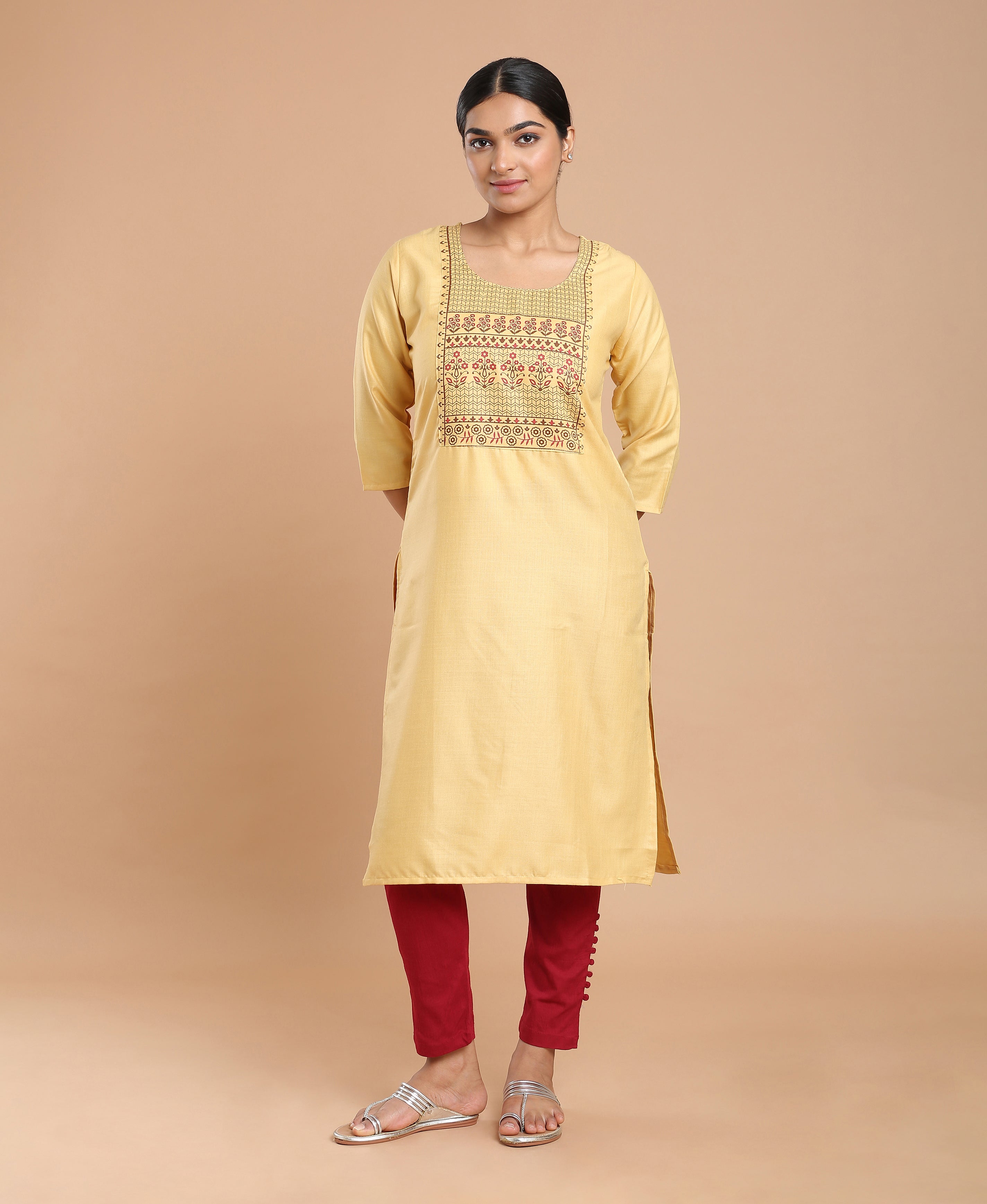 Lemon Glow Poly Cotton Kurti For Women