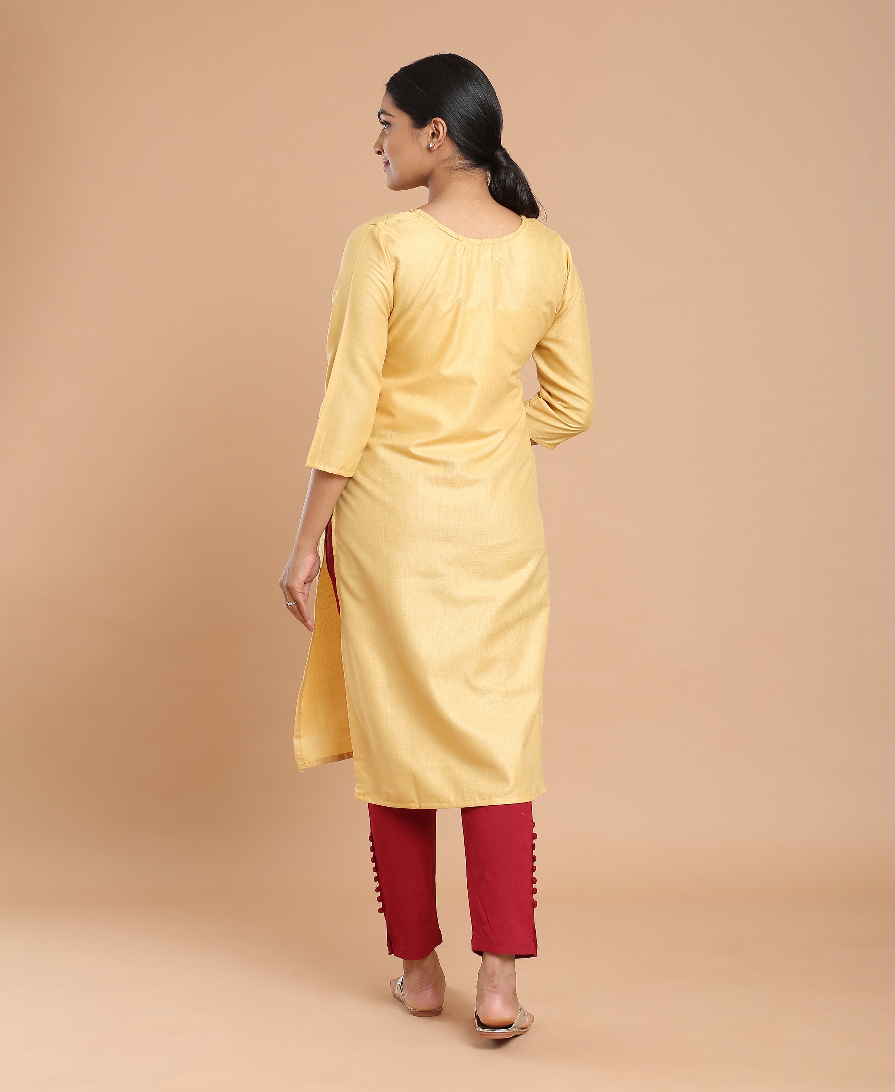 Lemon Glow Poly Cotton Kurti For Women