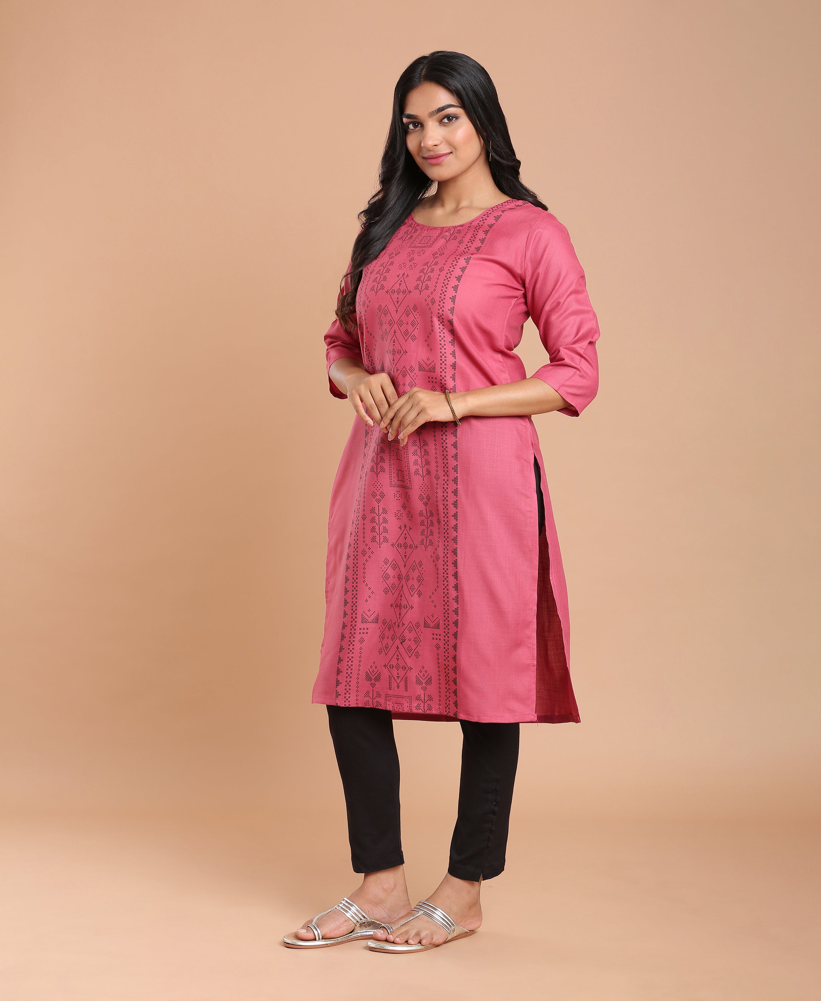 Peach Glow Poly Cotton Kurti For Women