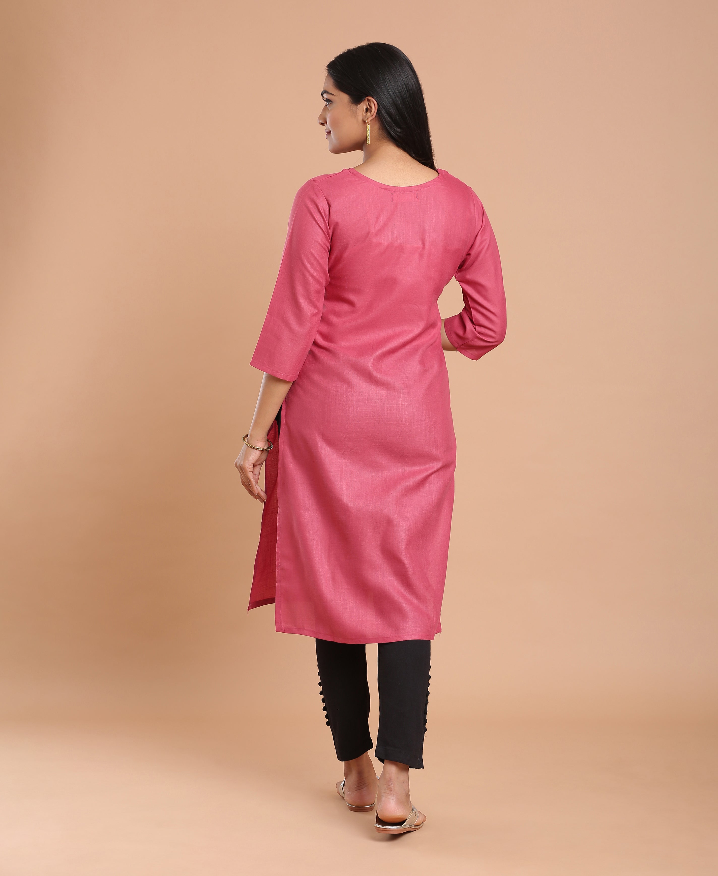 Peach Glow Poly Cotton Kurti For Women