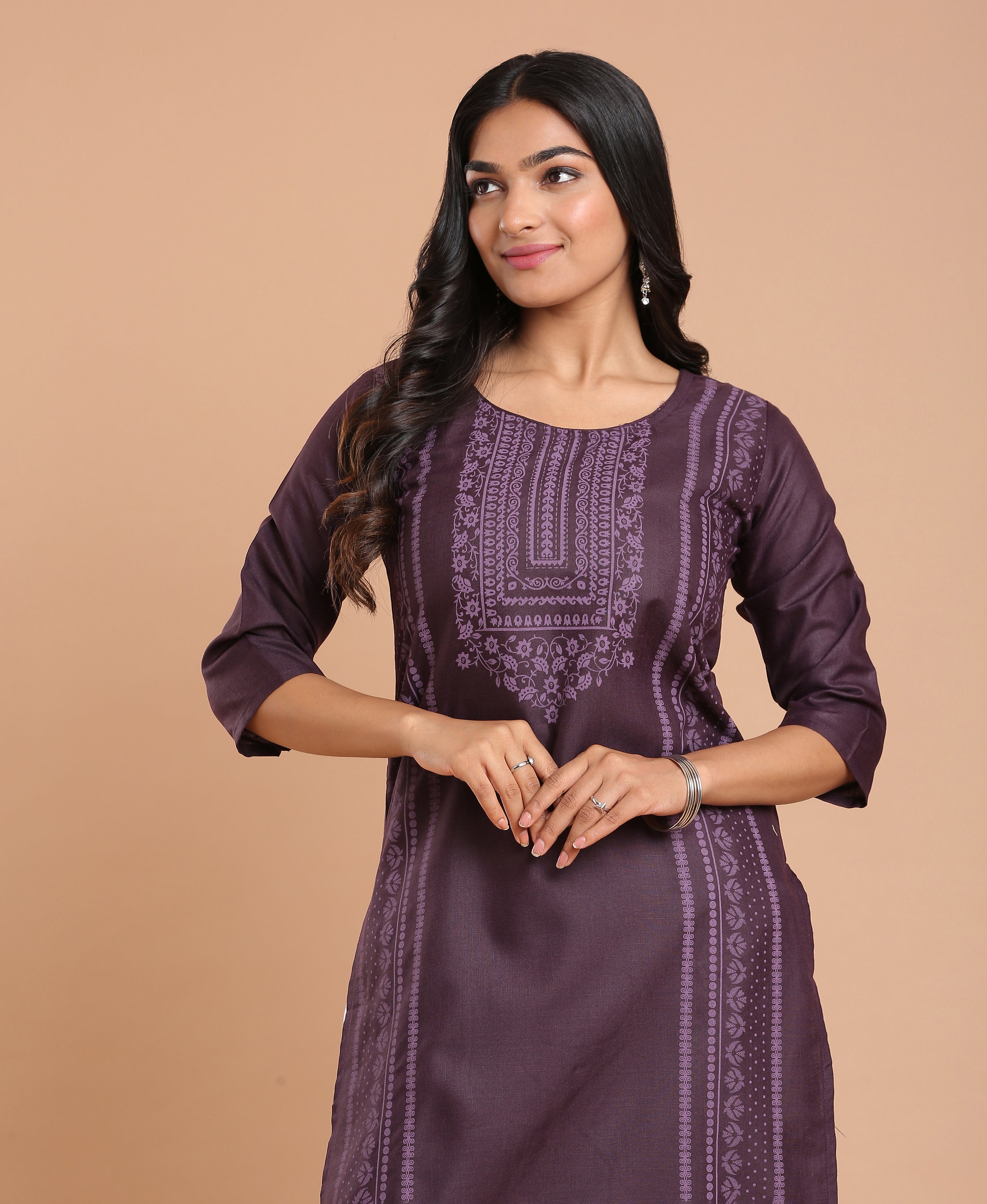 Wine Glow Poly Cotton Kurti For Women