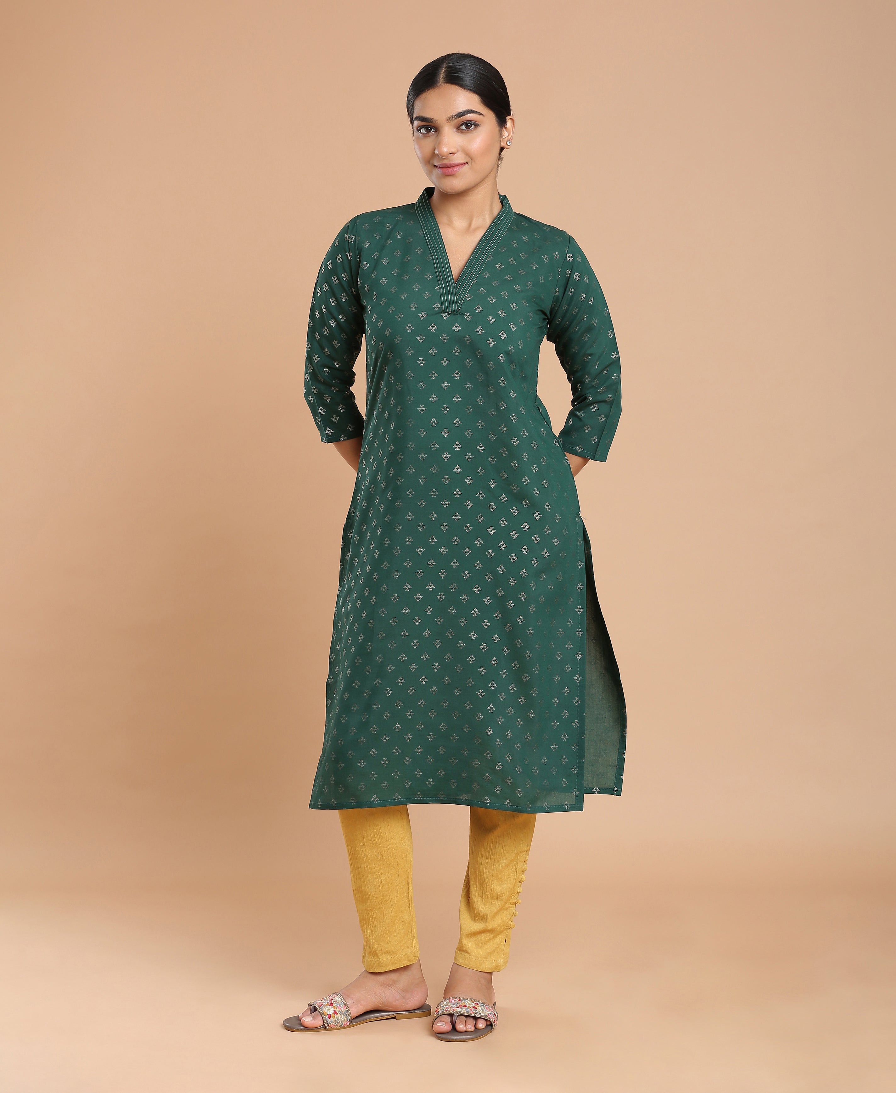 Forest Glow Silk Kurti For Women