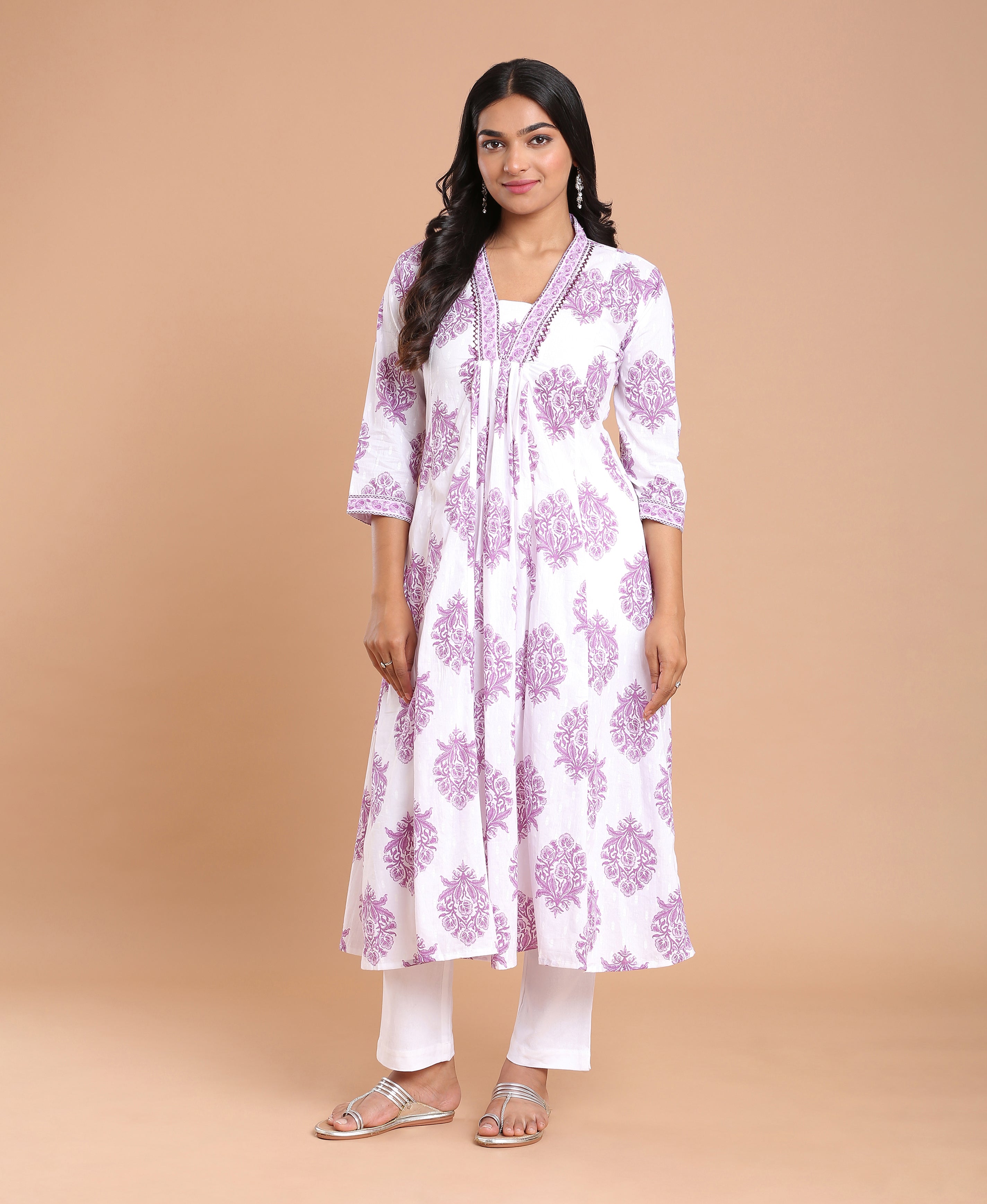 Orchid Bloom Flared Kurti For Women