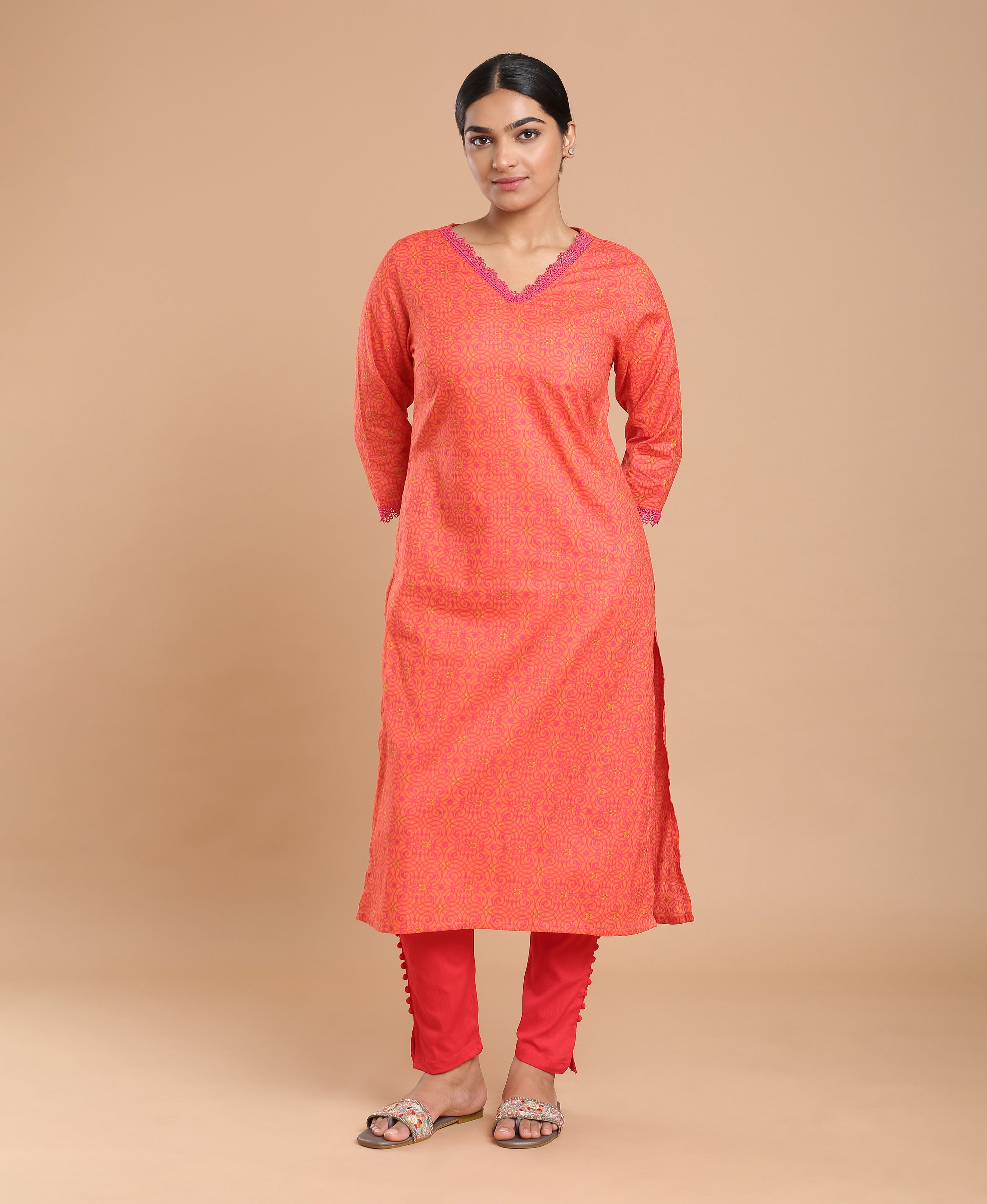 Scarlet Bloom Cotton Kurti For Women