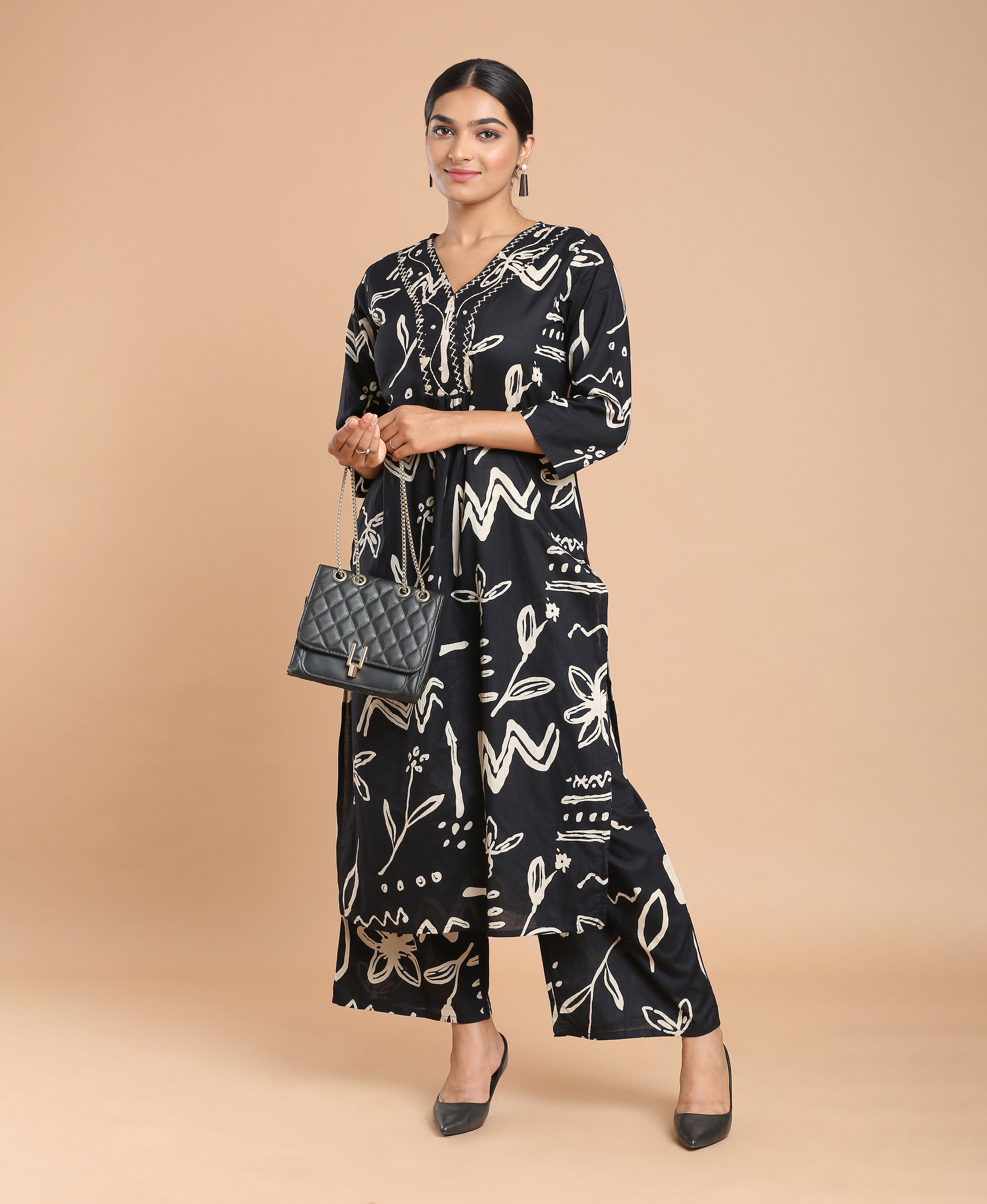 Noir Cotton Kurti Set For Women