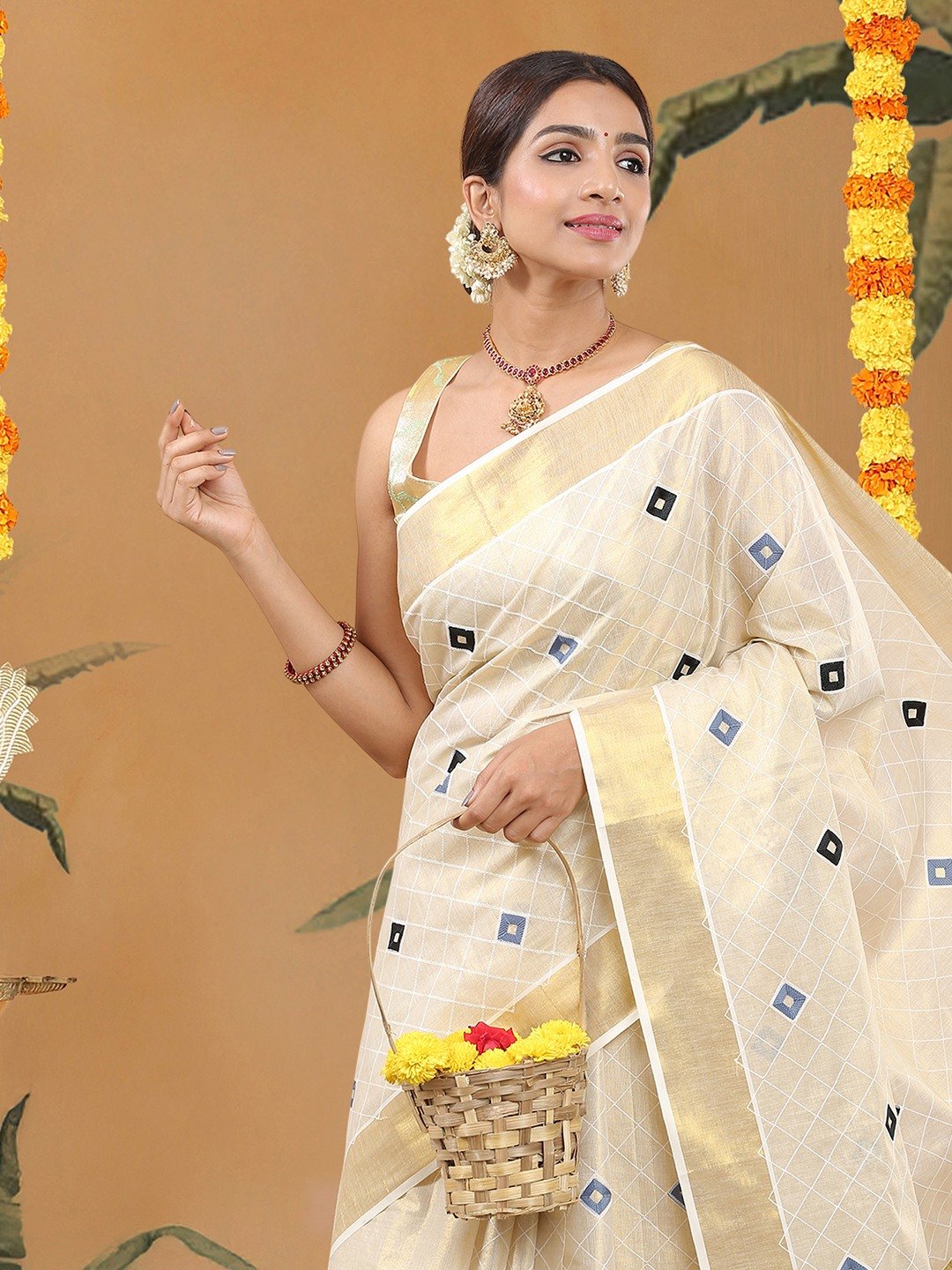 Tissue Embroidery Pink Set Saree