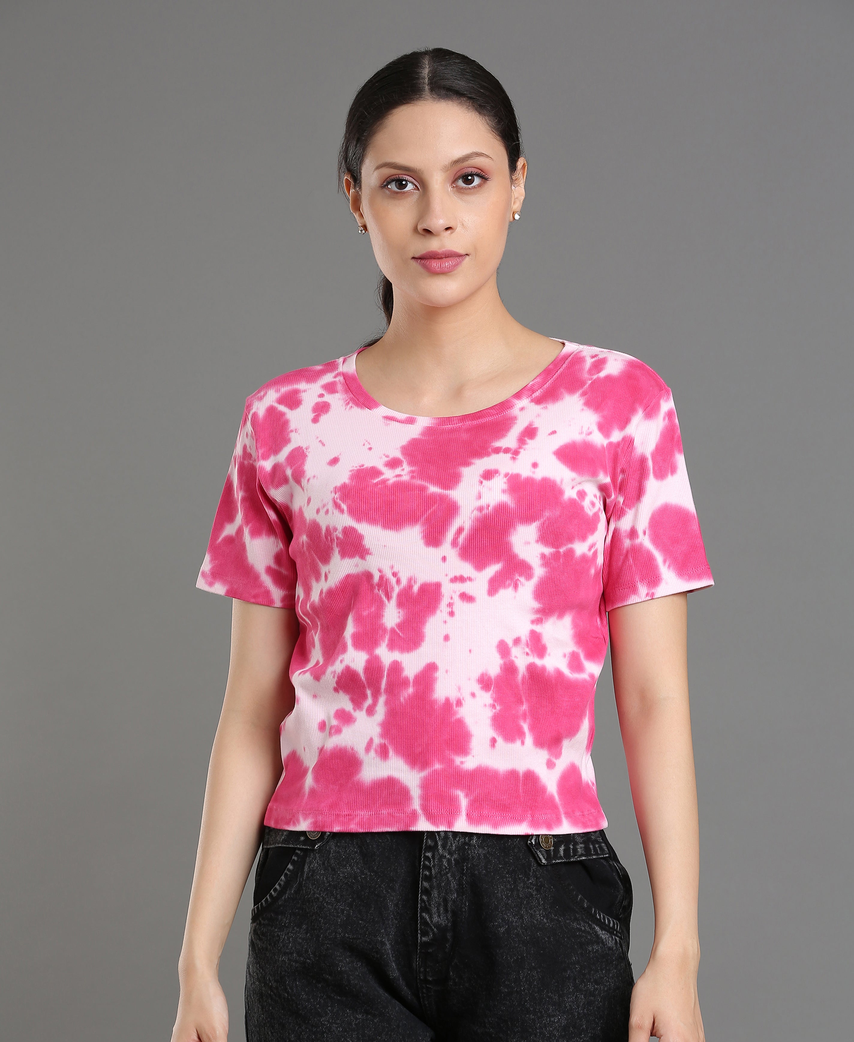 Blush Rib Knit Tee For Women