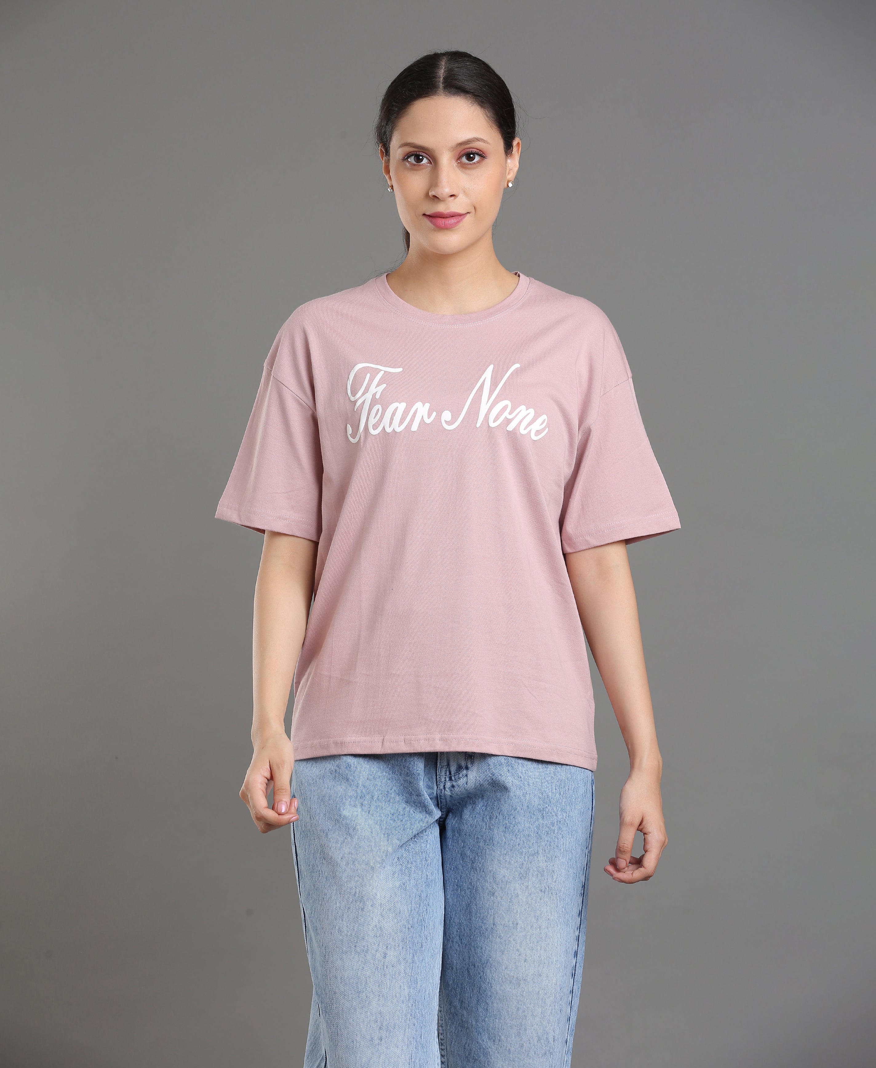 Peach Jersey Oversized Tee For Women