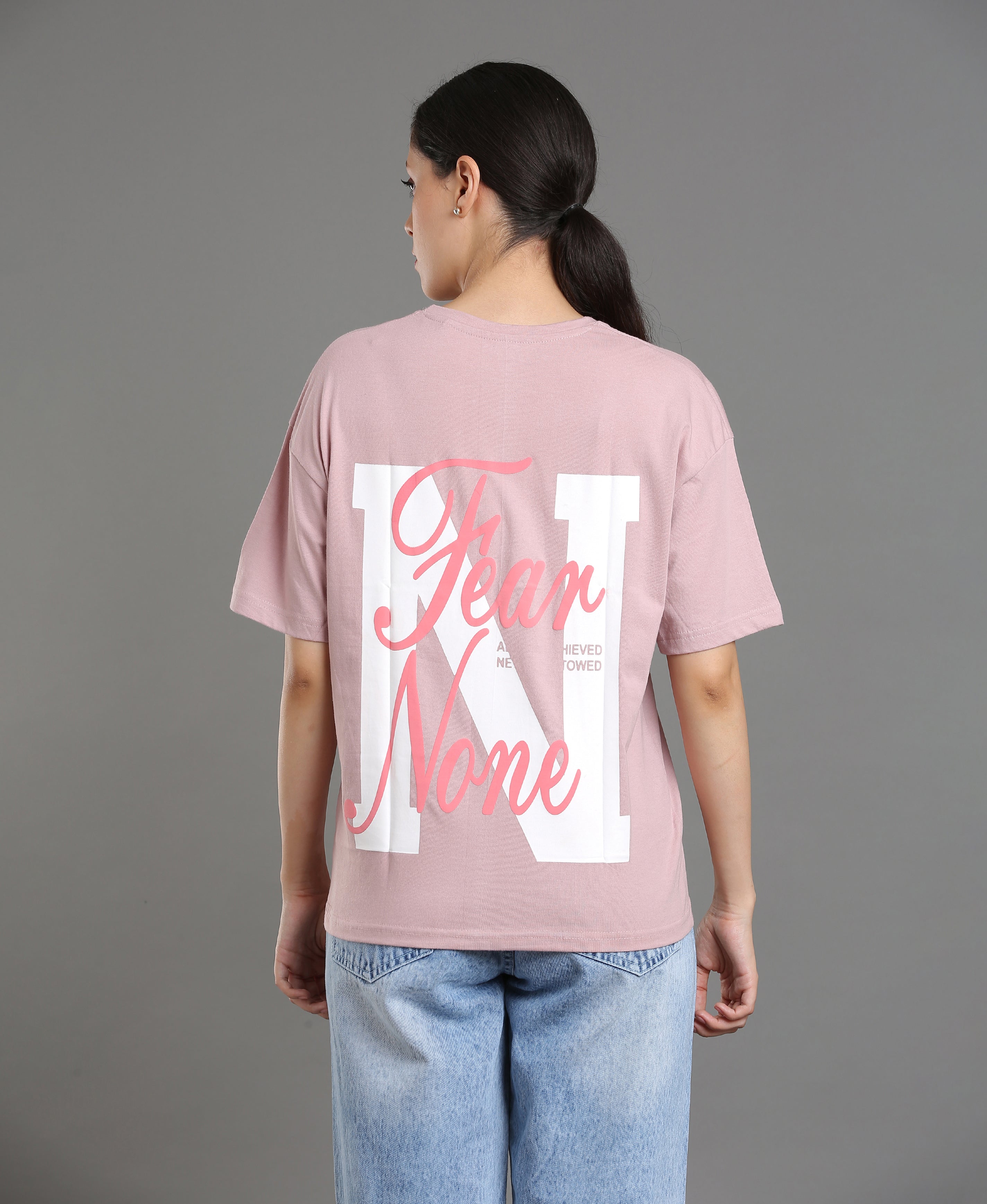 Peach Jersey Oversized Tee For Women