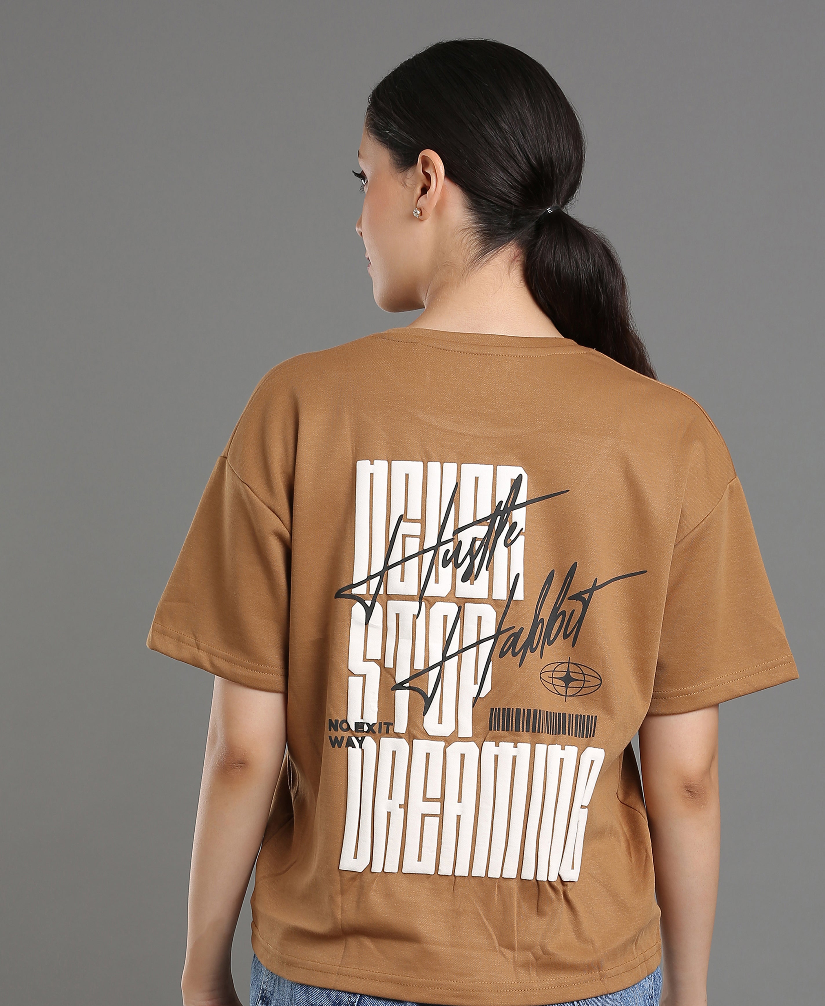 Mocha Matty Oversized Tee For Women
