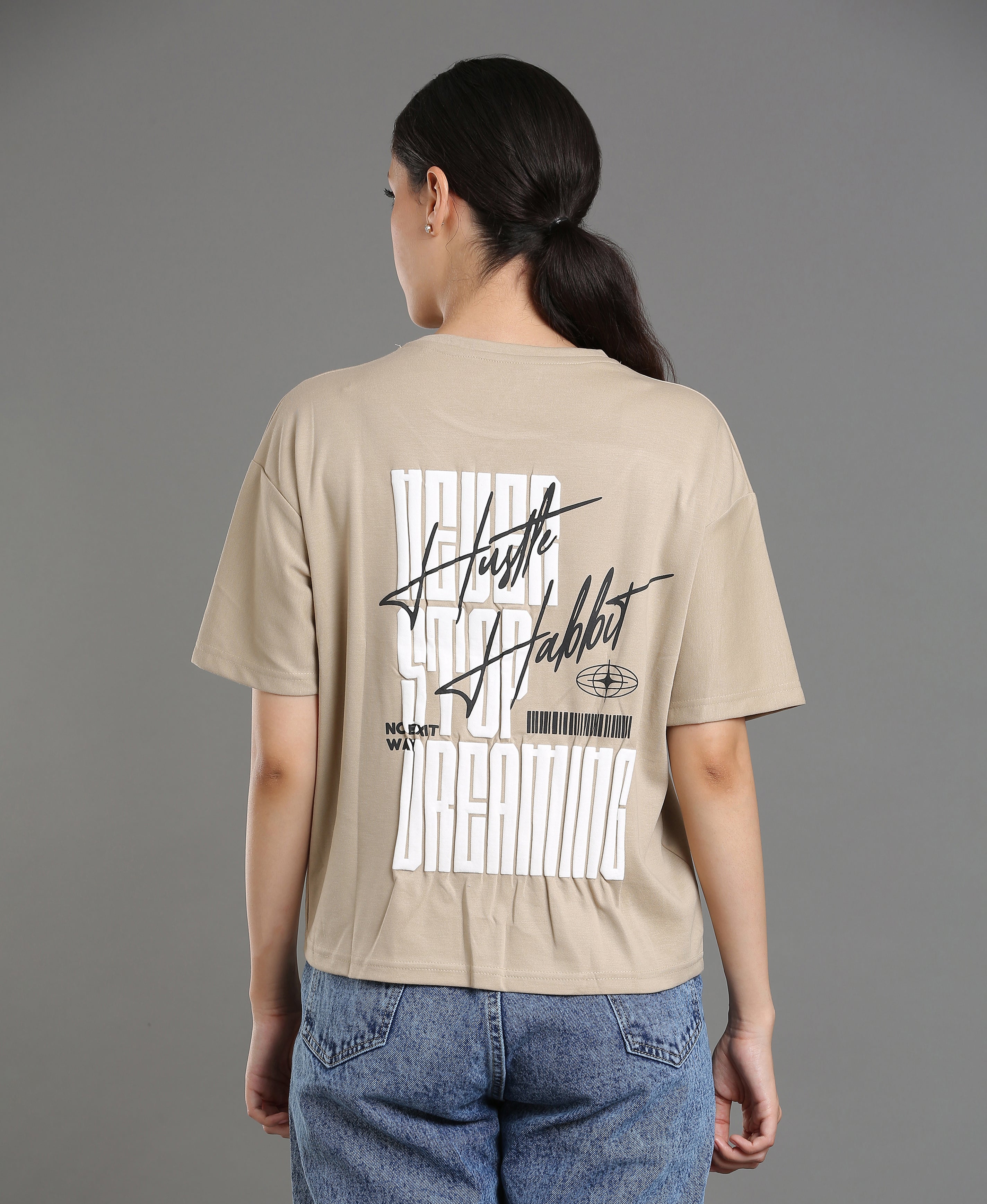 Cream Matty Oversize Tee For Women