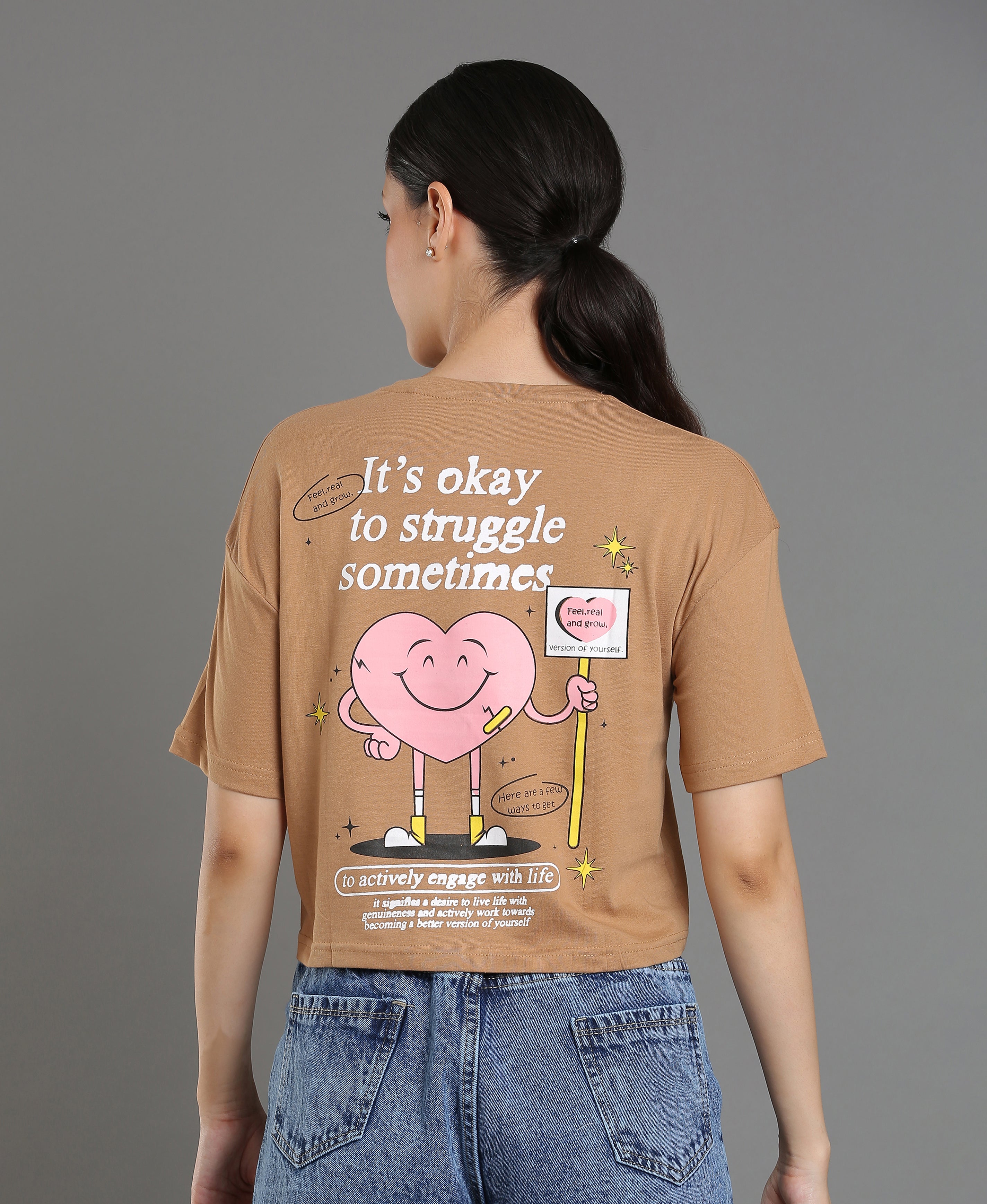 Mocha Jersey Loose Tee For Women