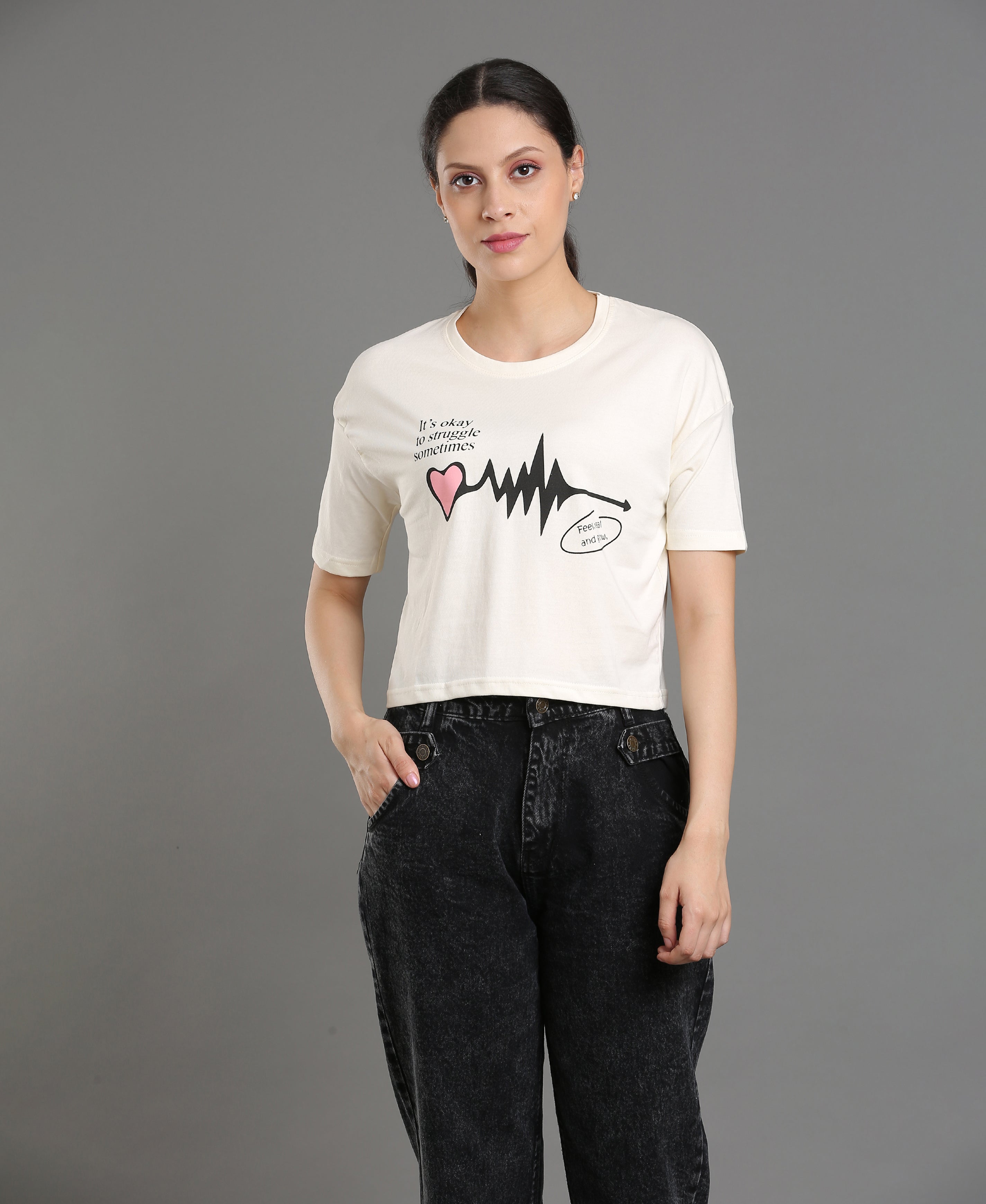Ivory Jersey Loose Tee For Women