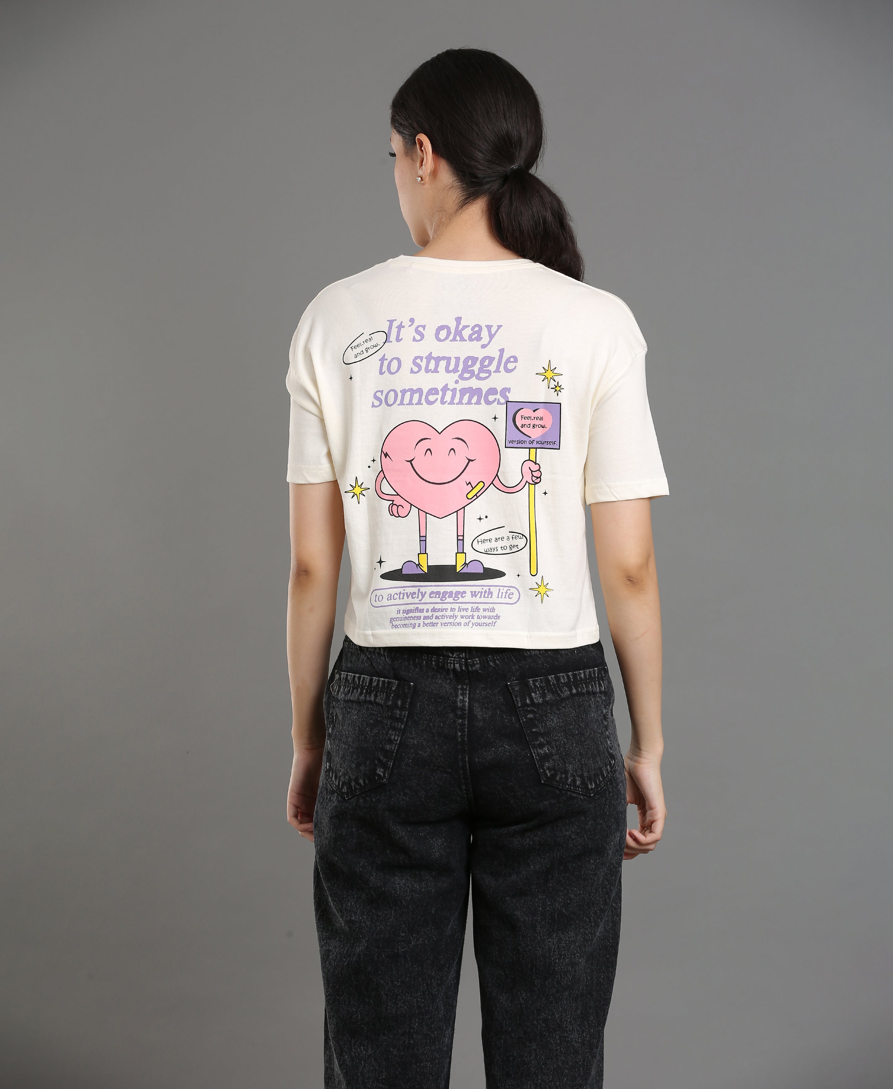 Ivory Jersey Loose Tee For Women