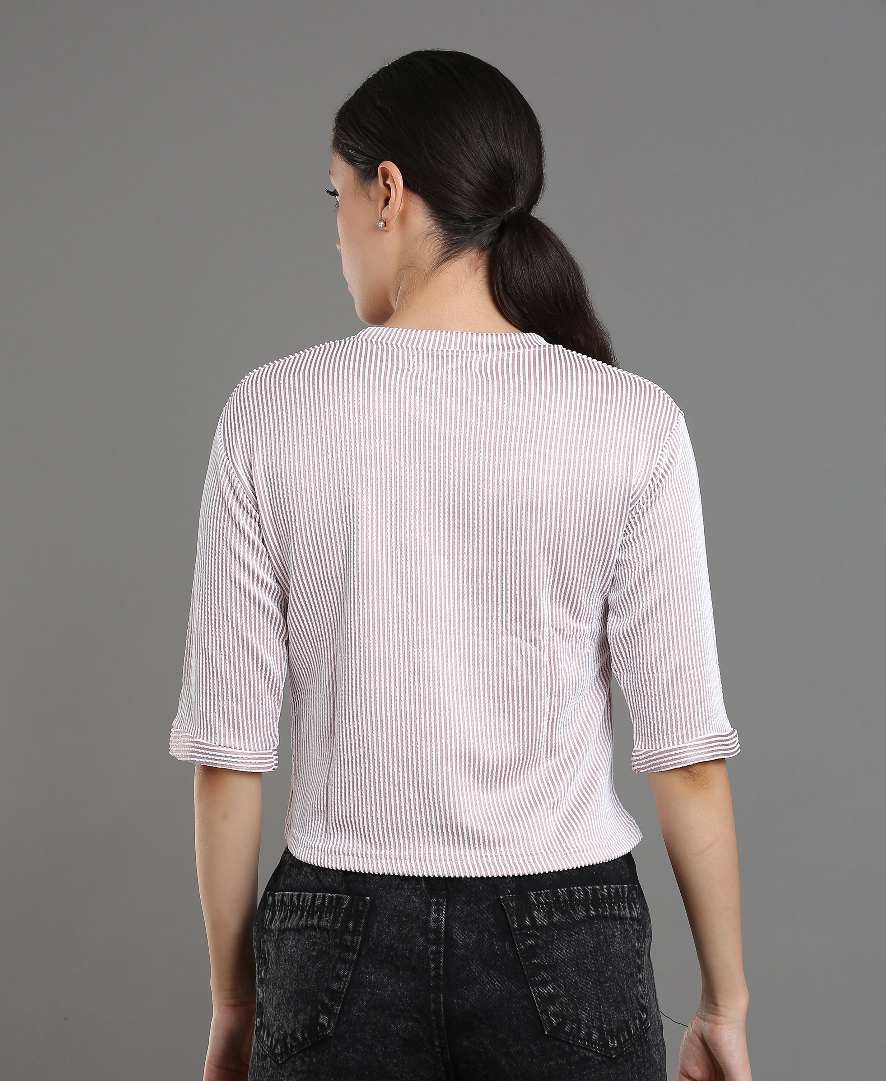 Pink Blush Knit Slim Tee For Women