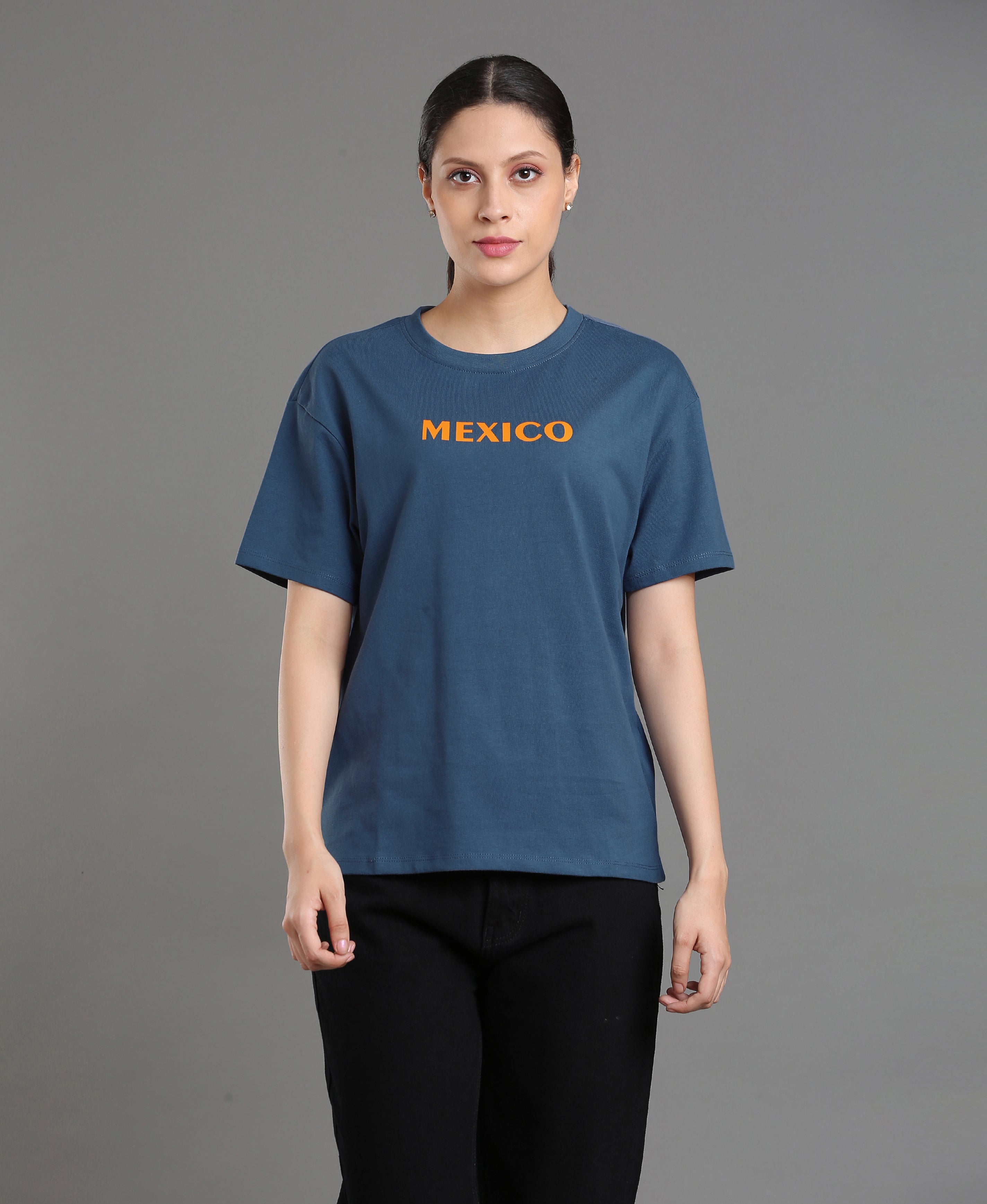 Navy Cotton Tee For Women