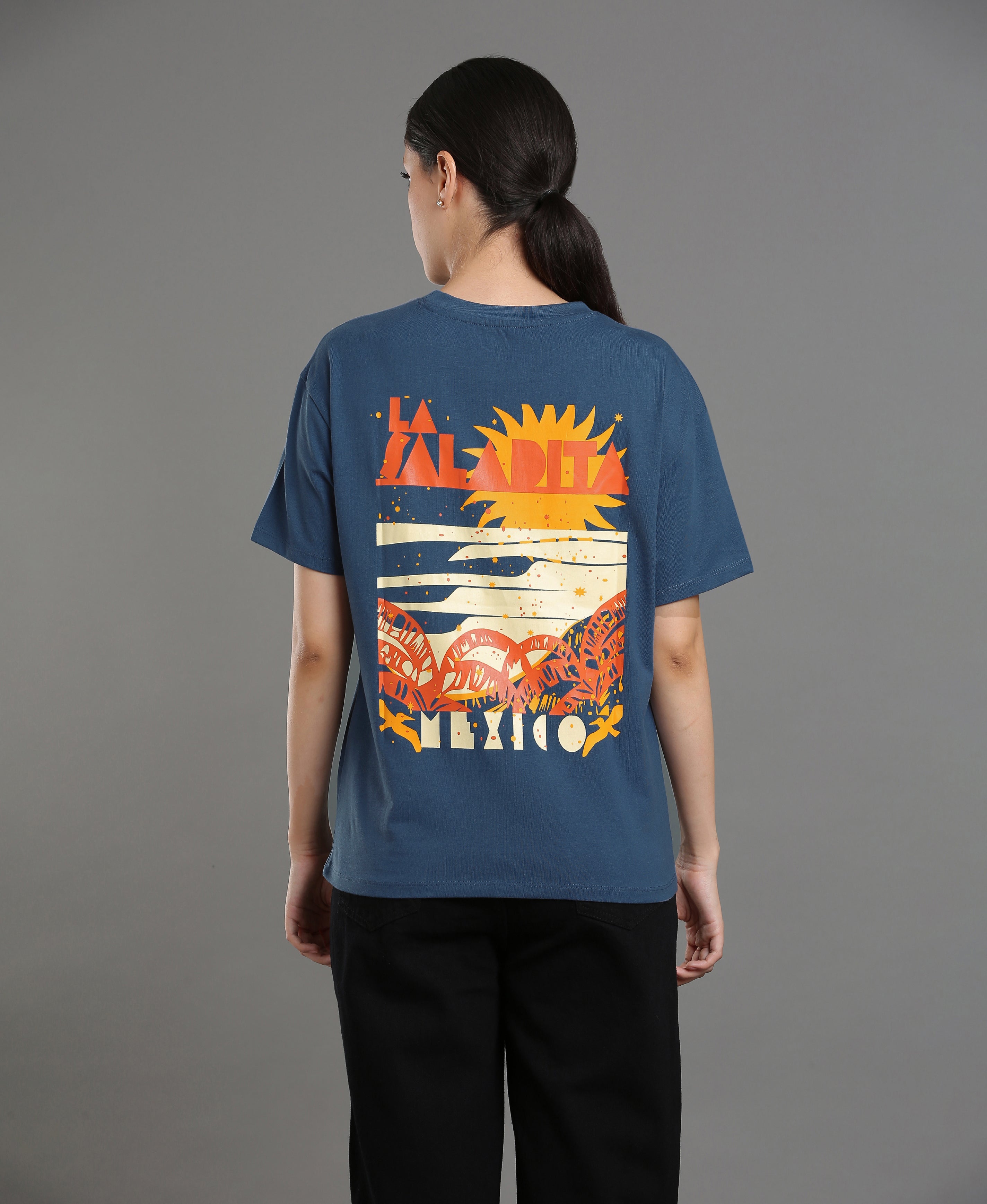 Navy Cotton Tee For Women