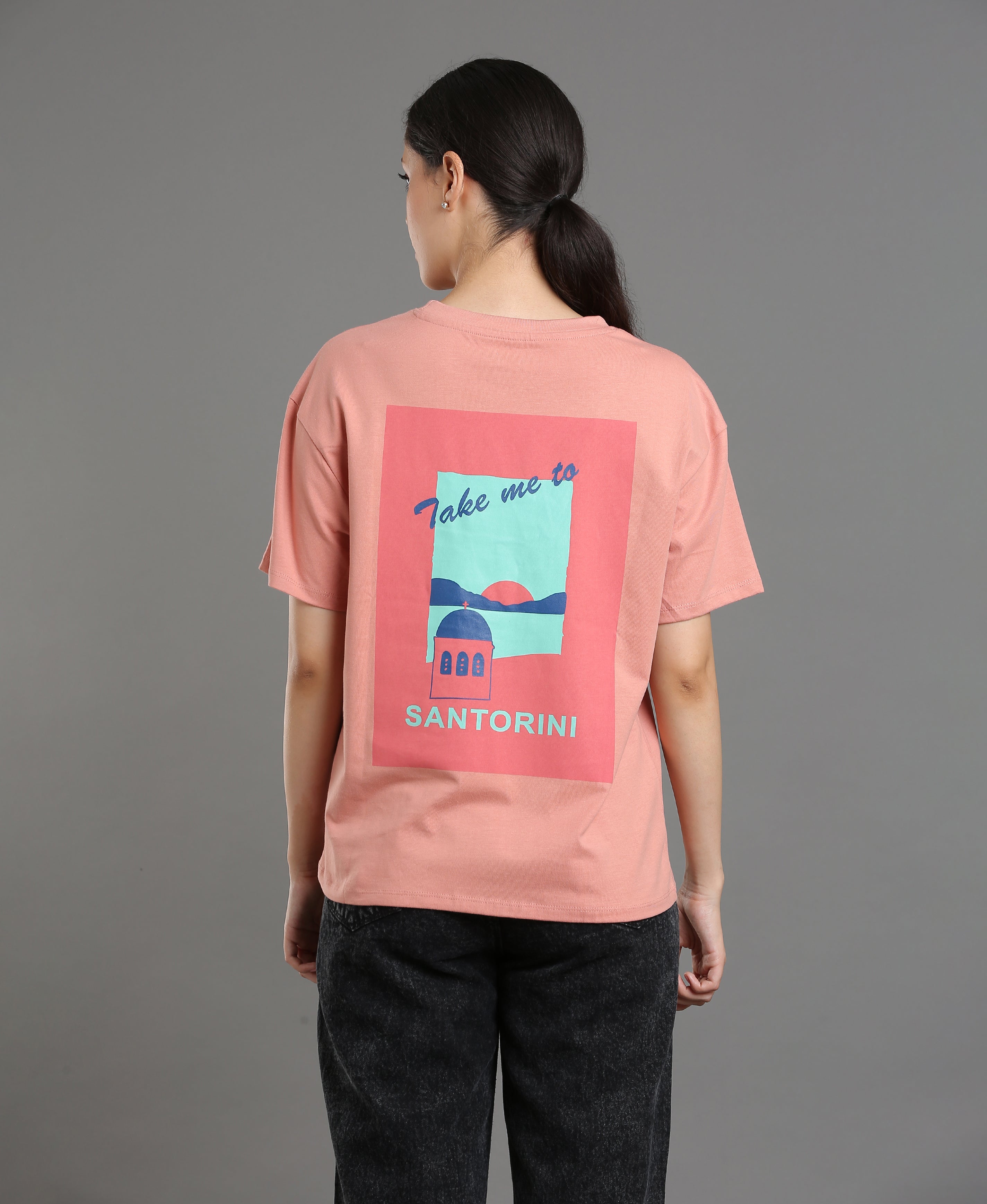 Peach Cotton Tee For Women