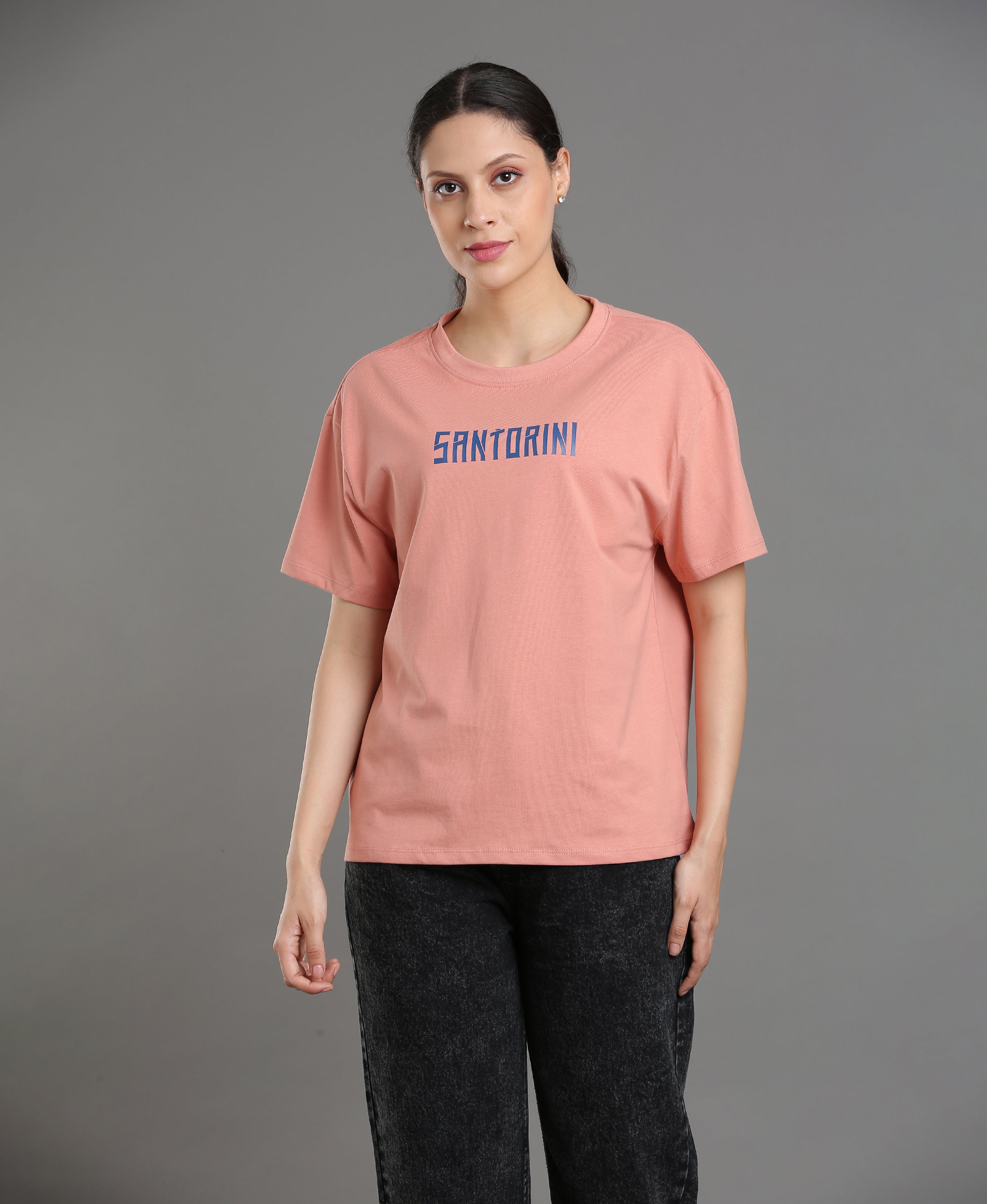 Peach Cotton Tee For Women