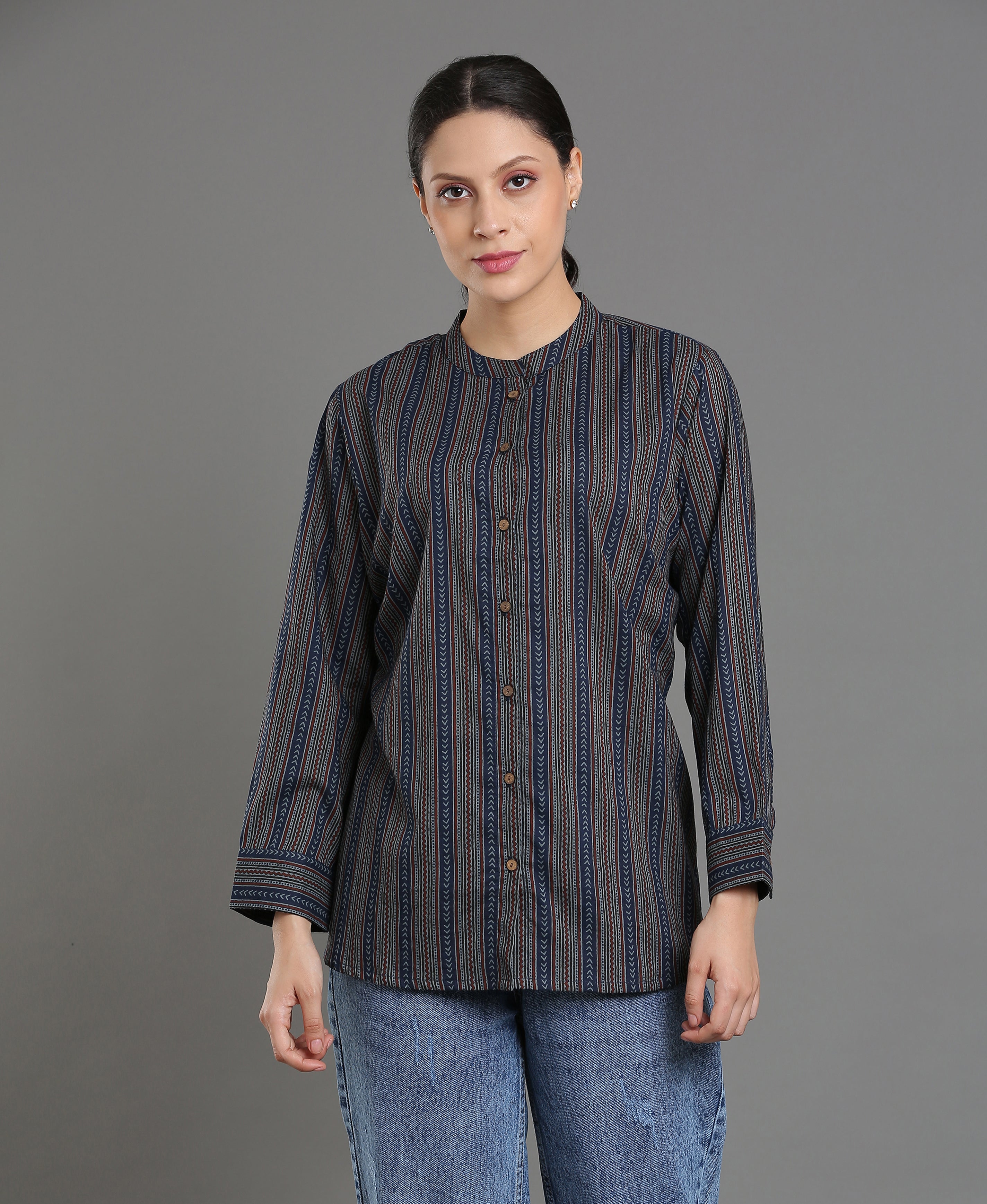 Indigo Bloom Tunic Top For Women