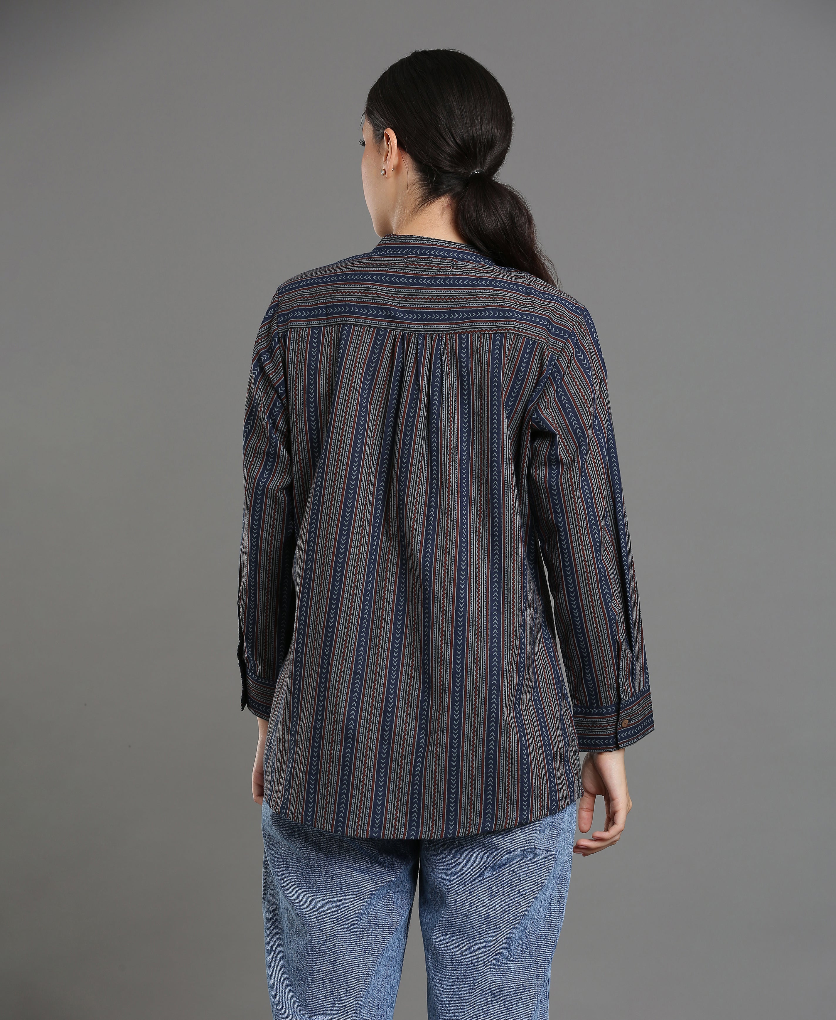 Indigo Bloom Tunic Top For Women