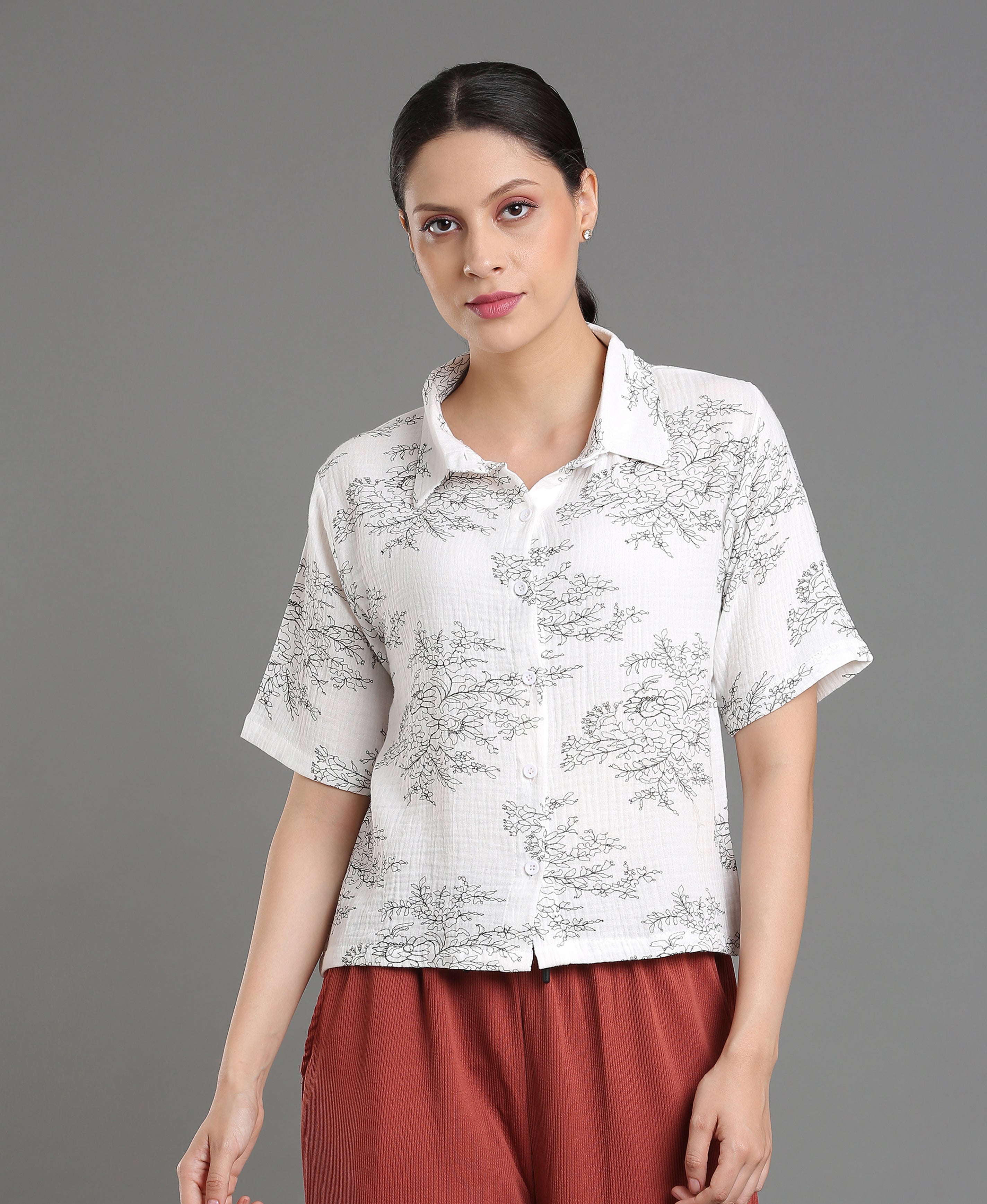 Ivory Double Cloth Top For Women