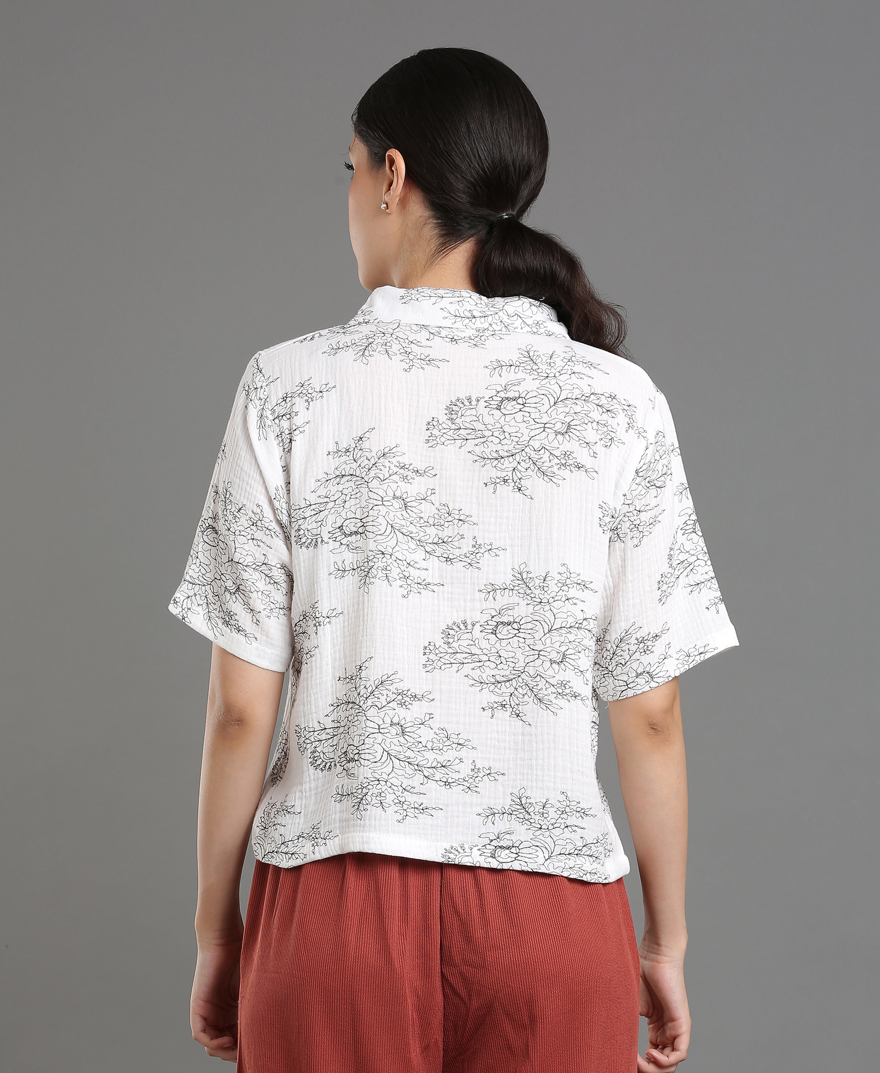 Ivory Double Cloth Top For Women