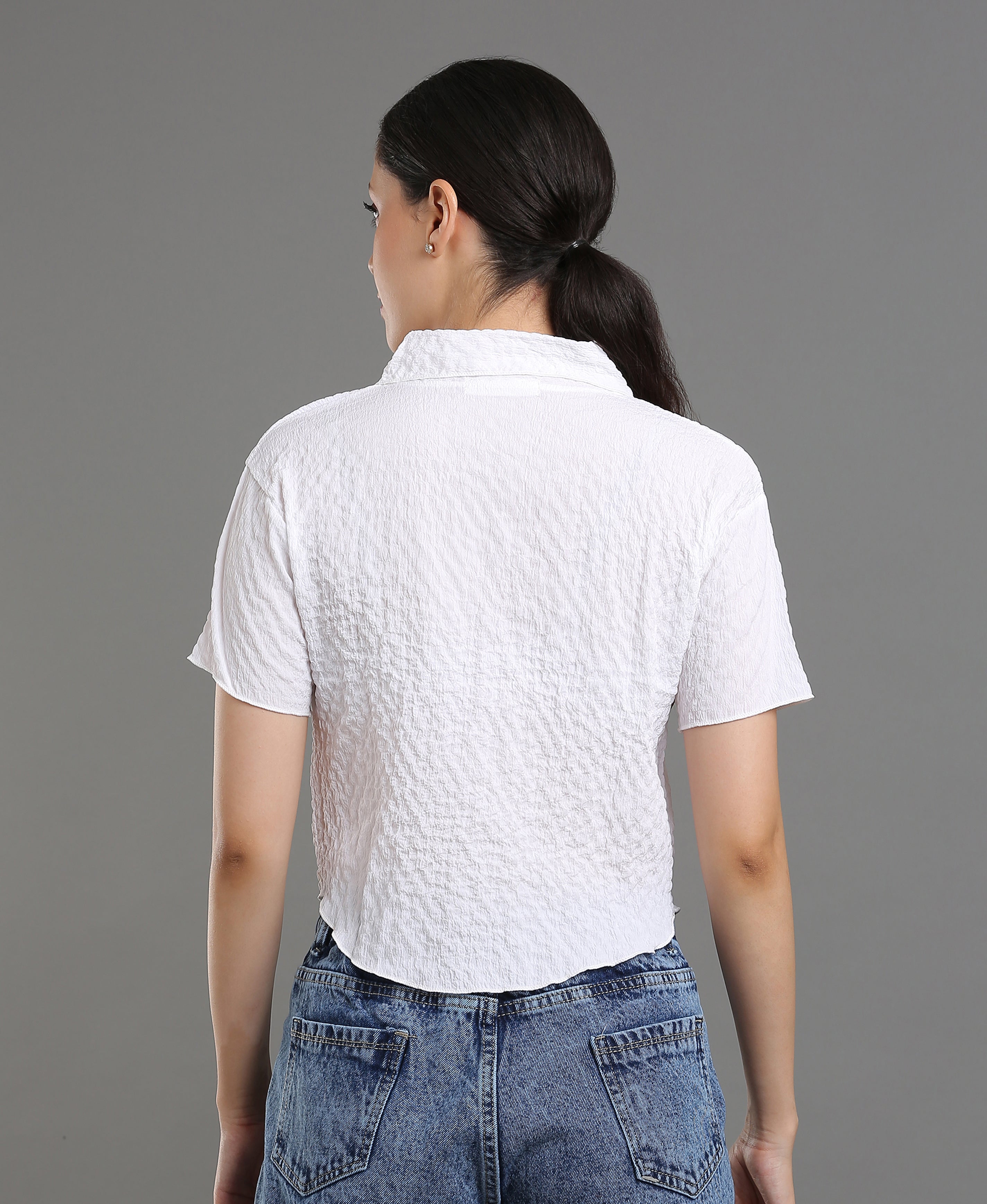Ivory Fancy Textured Top For Women